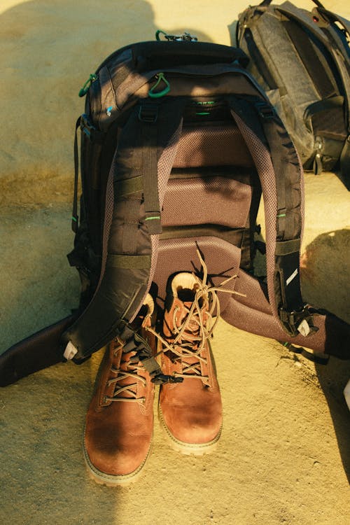 Free Brown Shoes and Backpack Stock Photo
