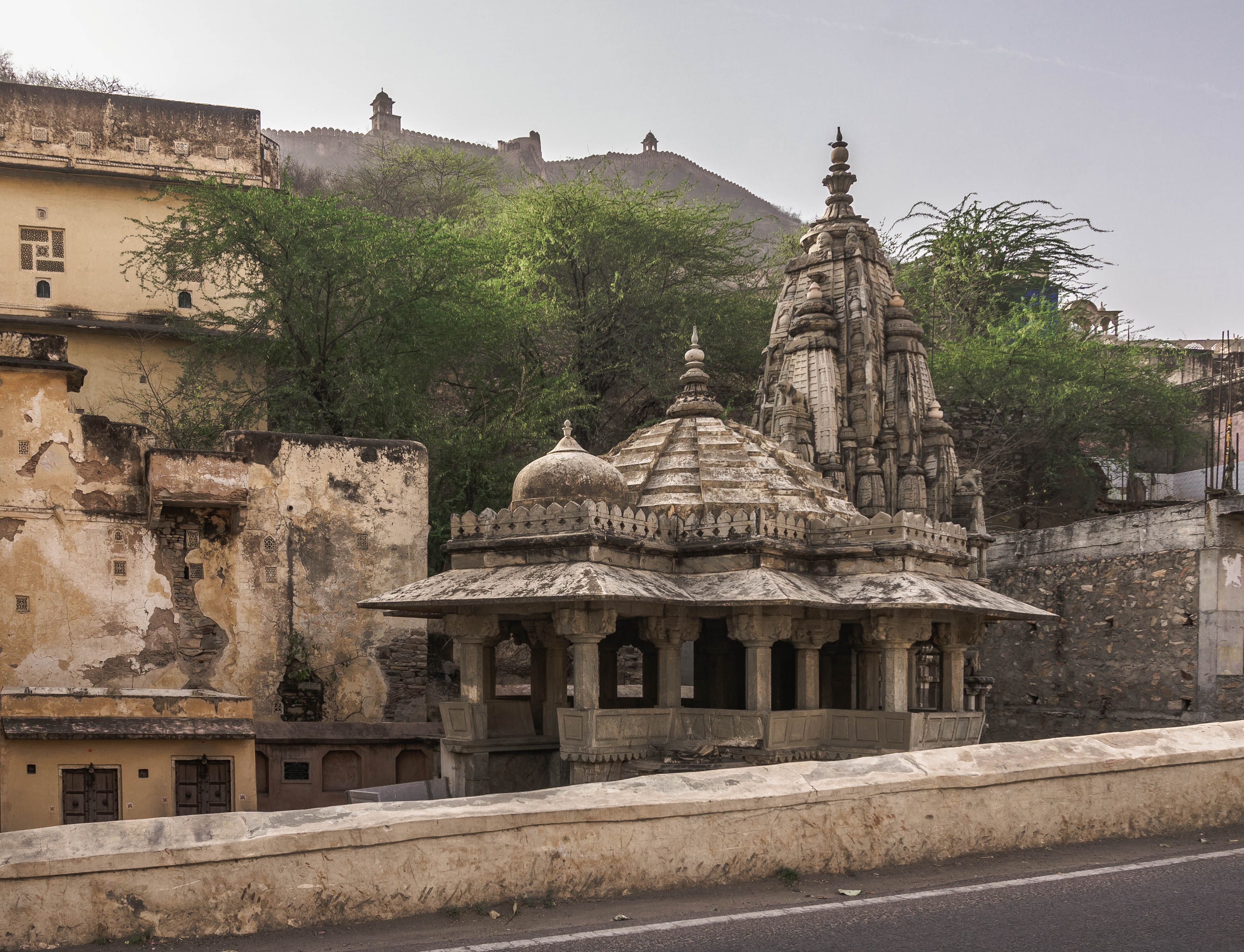Ancient temple in Jaipur, Rajasthan showcasing unique architecture. Ideal for history and travel enthusiasts.
