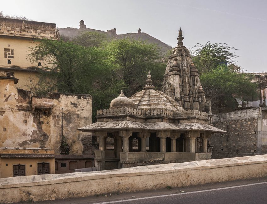 Ancient temple in Jaipur, Rajasthan showcasing unique architecture. Ideal for history and travel enthusiasts.