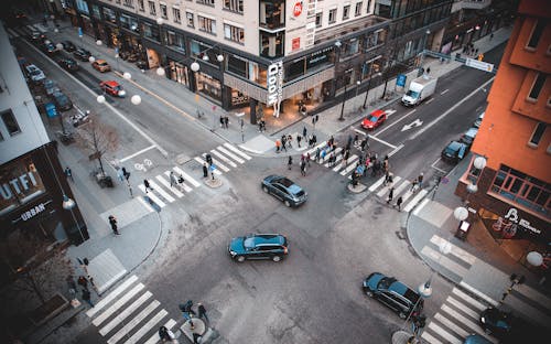 Vehicles and People on Road