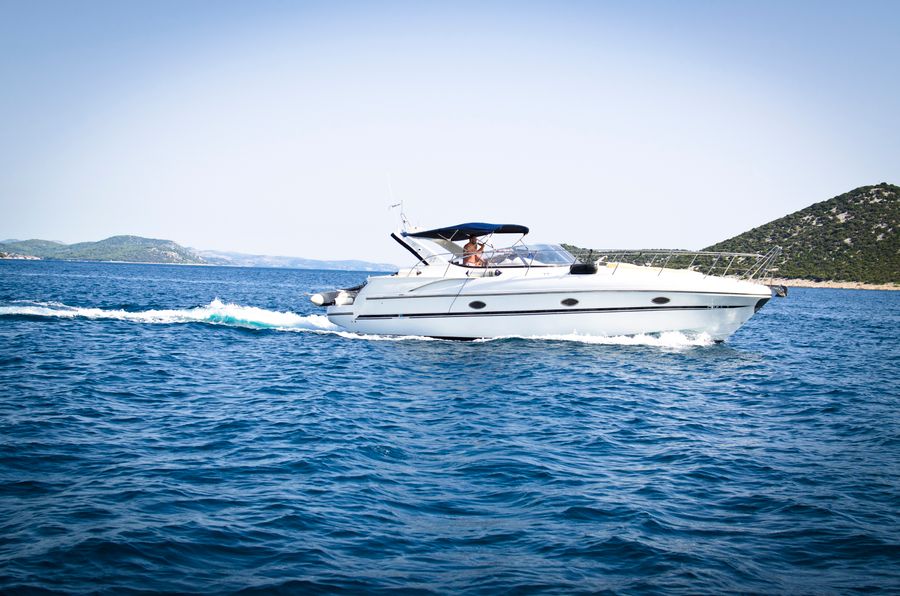 Hali Limousine Tender — small open motorboat running on the open sea