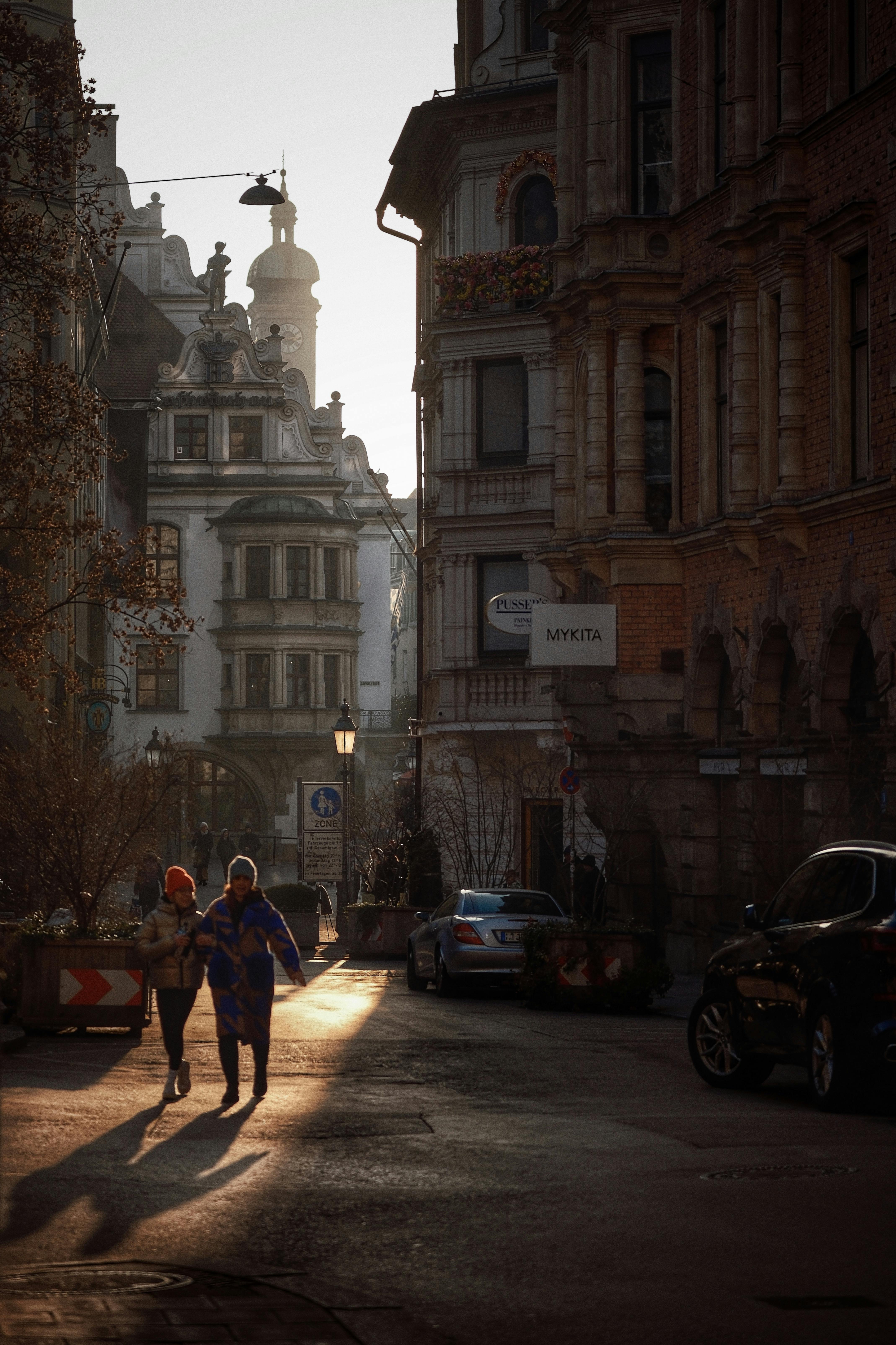 charming street view in munich city center