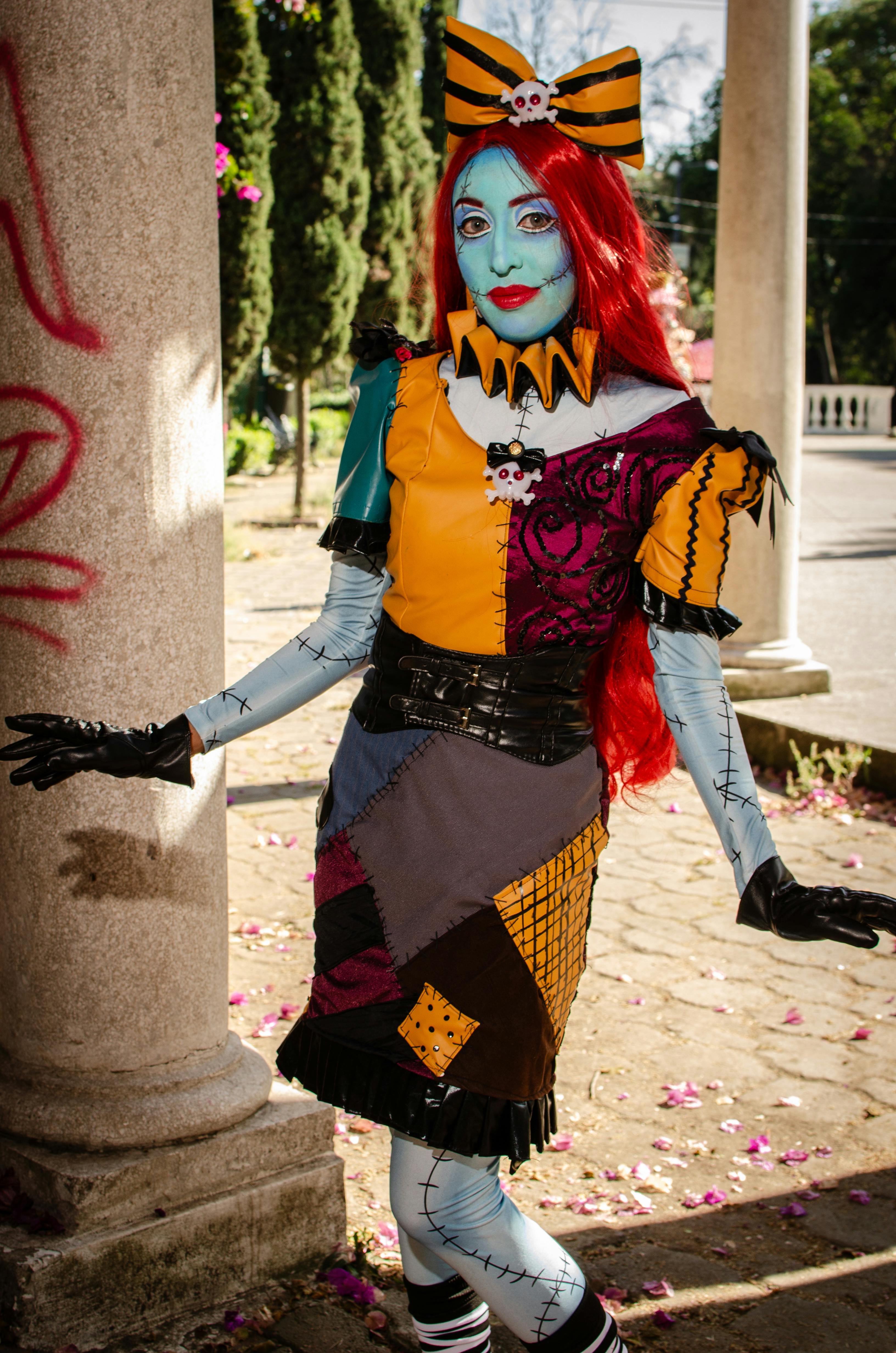 colorful cosplay costume in outdoor setting