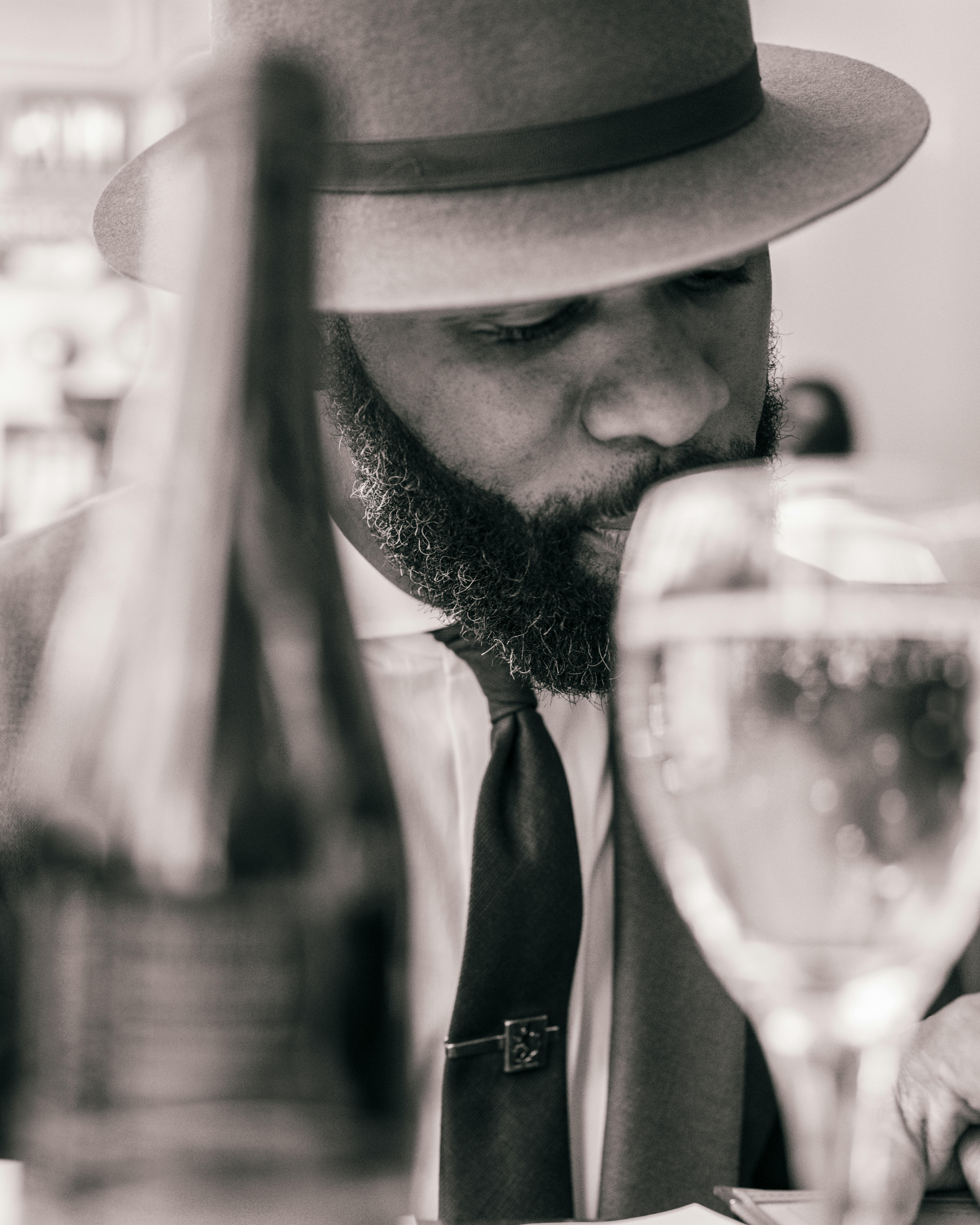 Man Wearing White Hat Greyscale Photography · Free Stock Photo