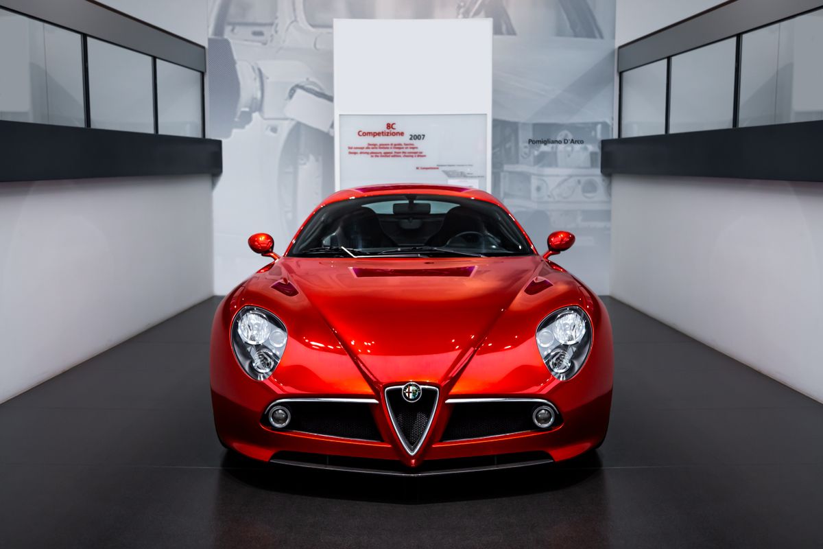 An Alfa Romeo displayed in a showroom