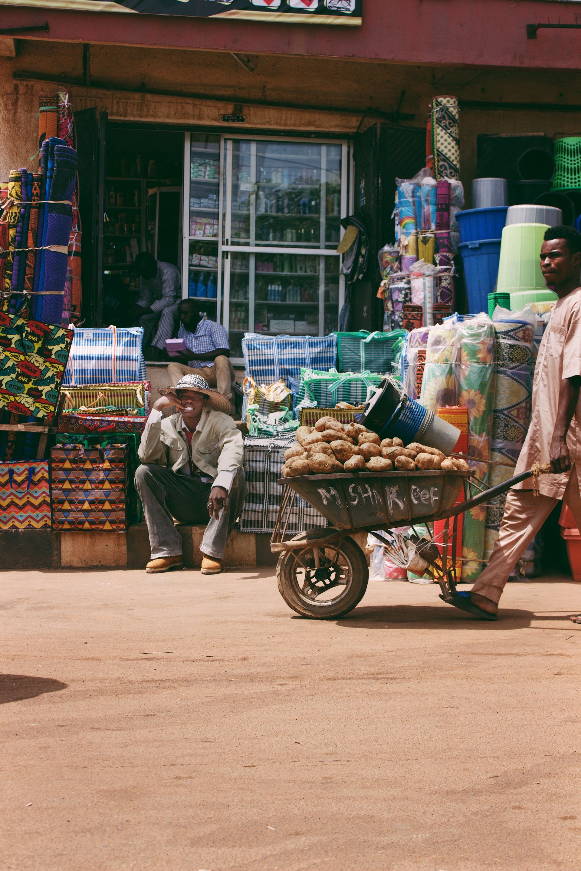 Vibrant Nigerian market showcasing traditional goods and trade