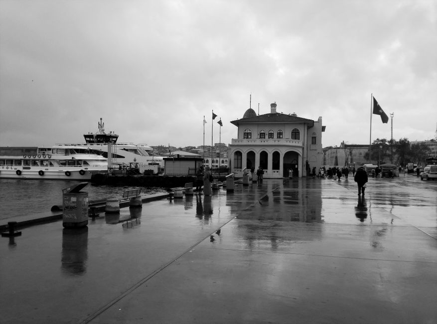 ferry terminal stormy weather