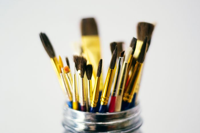 School brushes standing in a jar