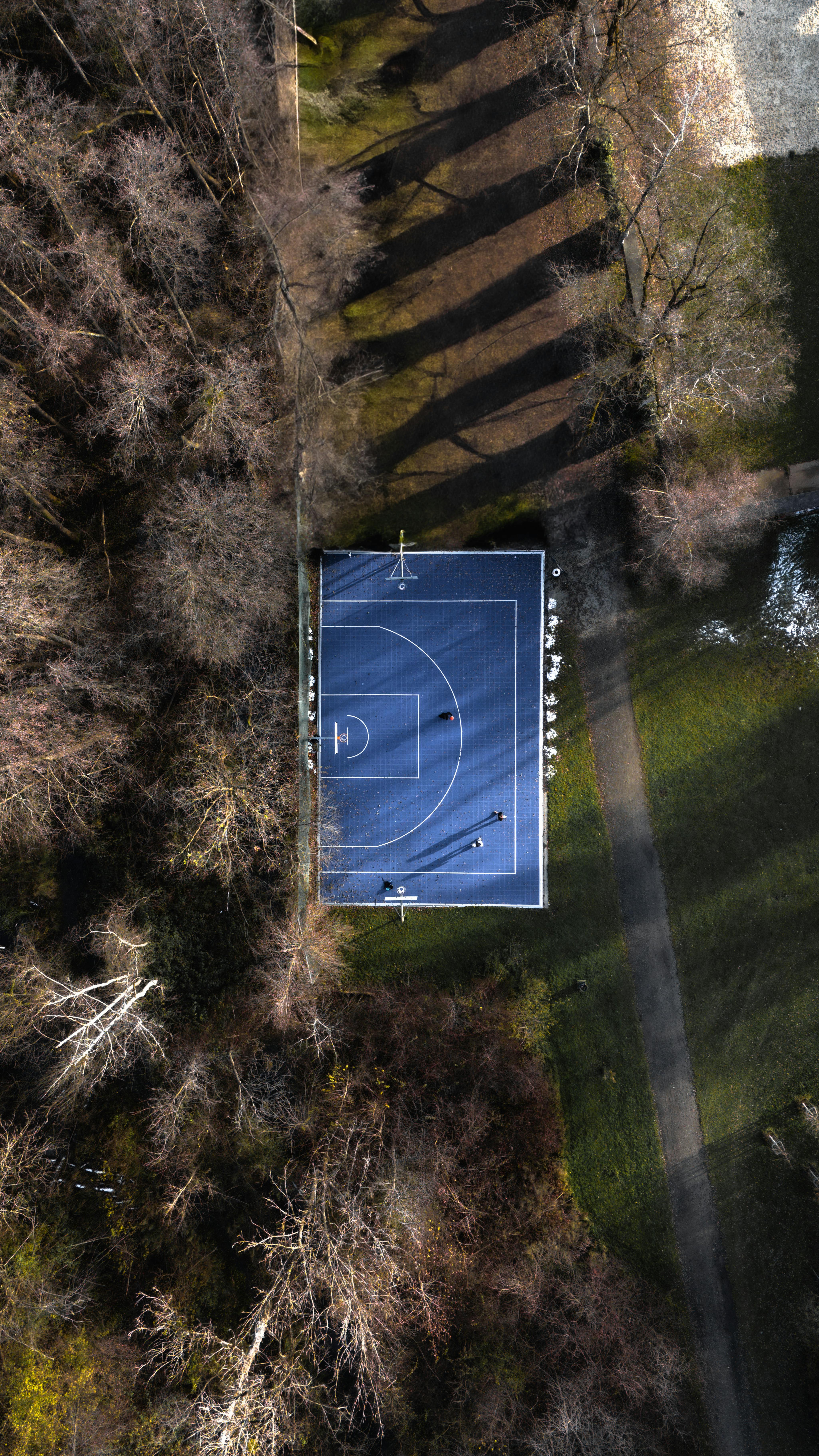 aerial view of basketball court in graz park