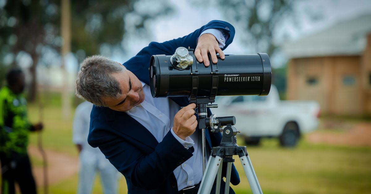 Male Observer Man Observing Sky with Telescope Outdoors · Free Stock Photo