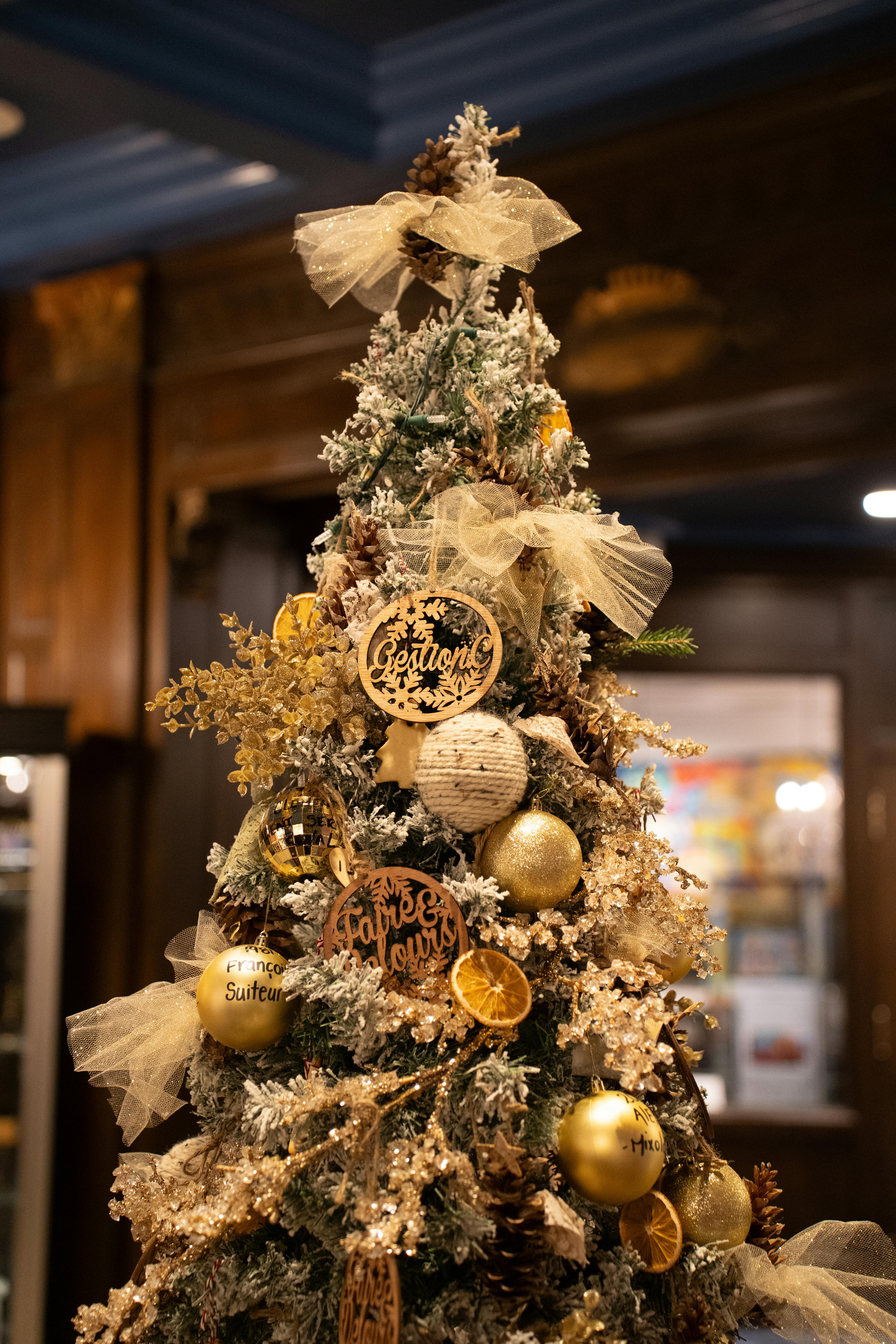 elegant christmas tree with golden ornaments