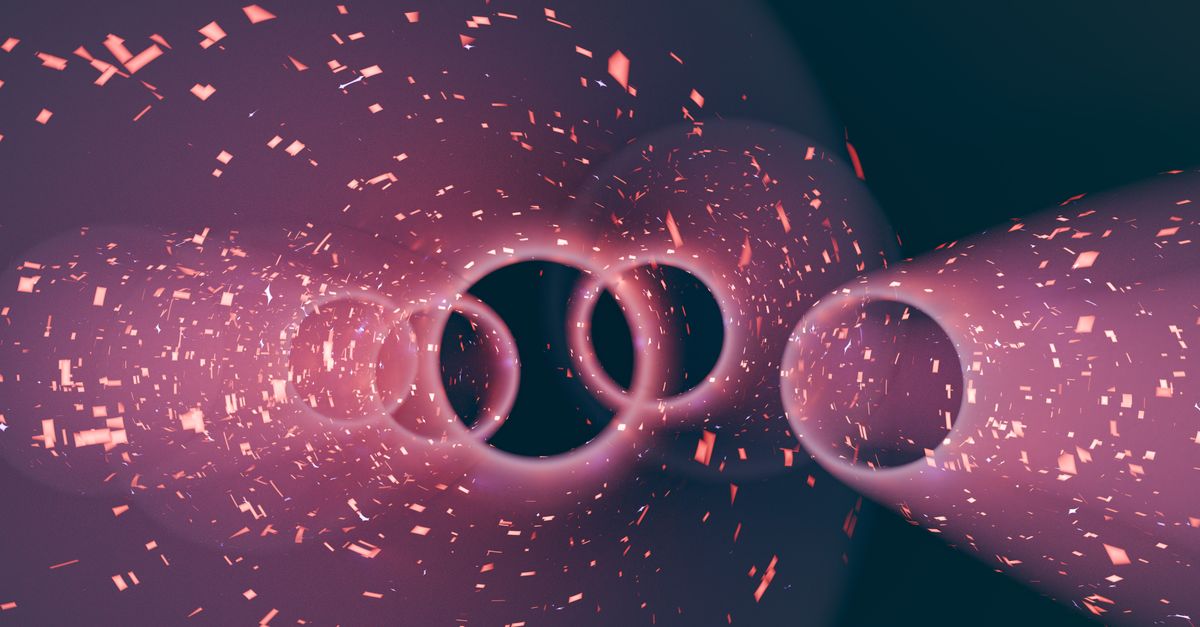 abstract quantum search visualization with glowing particles