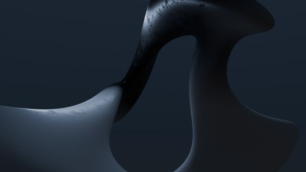 Moody abstract 3D render of a dark stylized sculptural form.