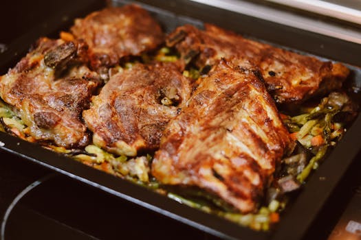 Juicy roasted meat paired with fresh vegetables for a perfect dinner.