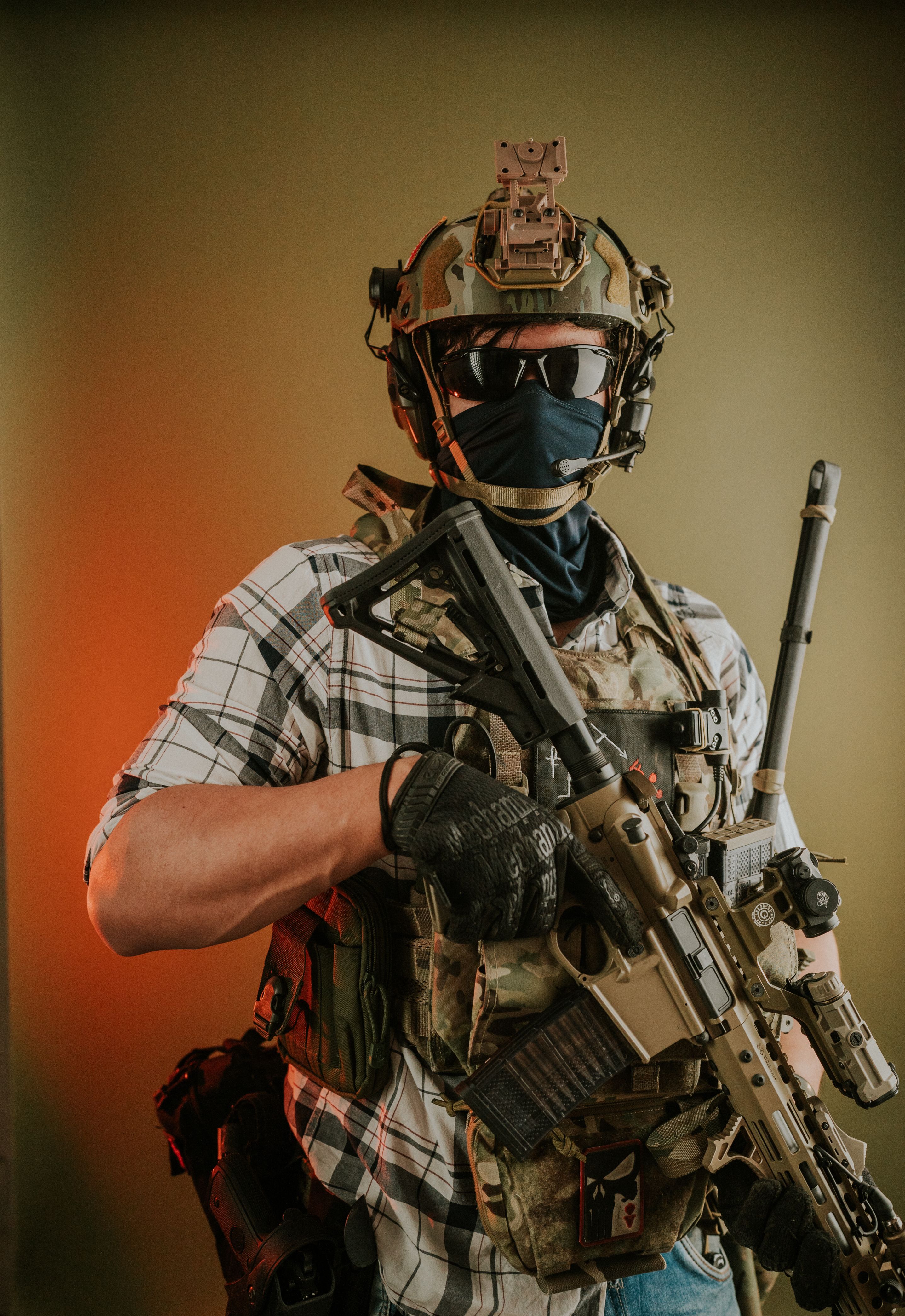 Tactical Soldier in Combat Gear Holding Rifle · Free Stock Photo