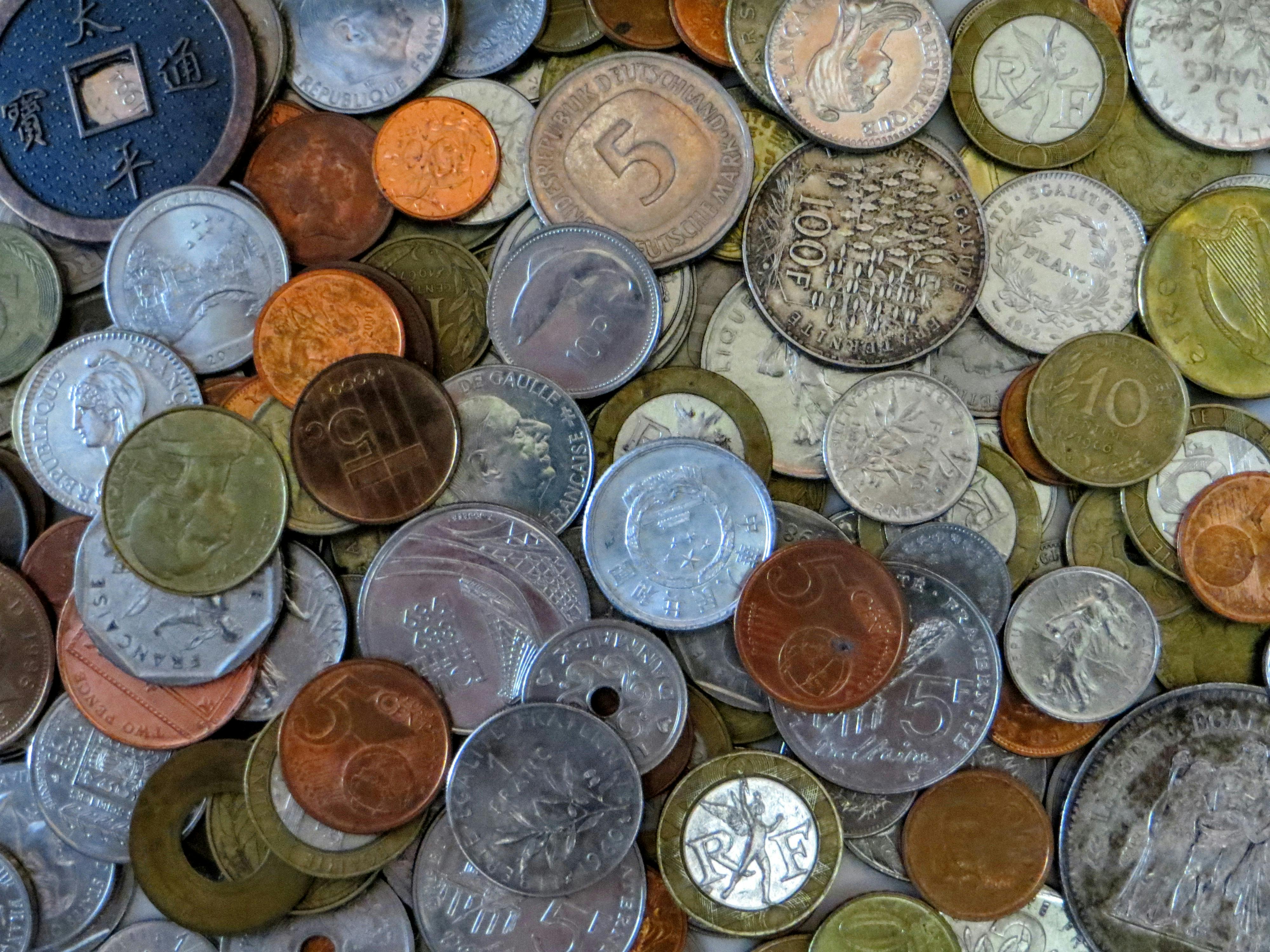 Free stock photo of coins, countries, money