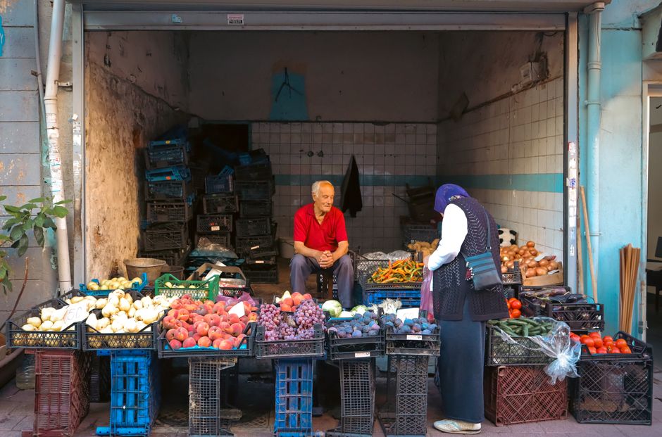 Local shop in a Jordanian market selling mobile top-up vouchers