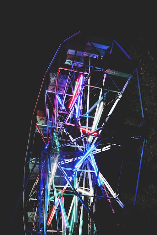 A Ferris Wheel with Neon Lights