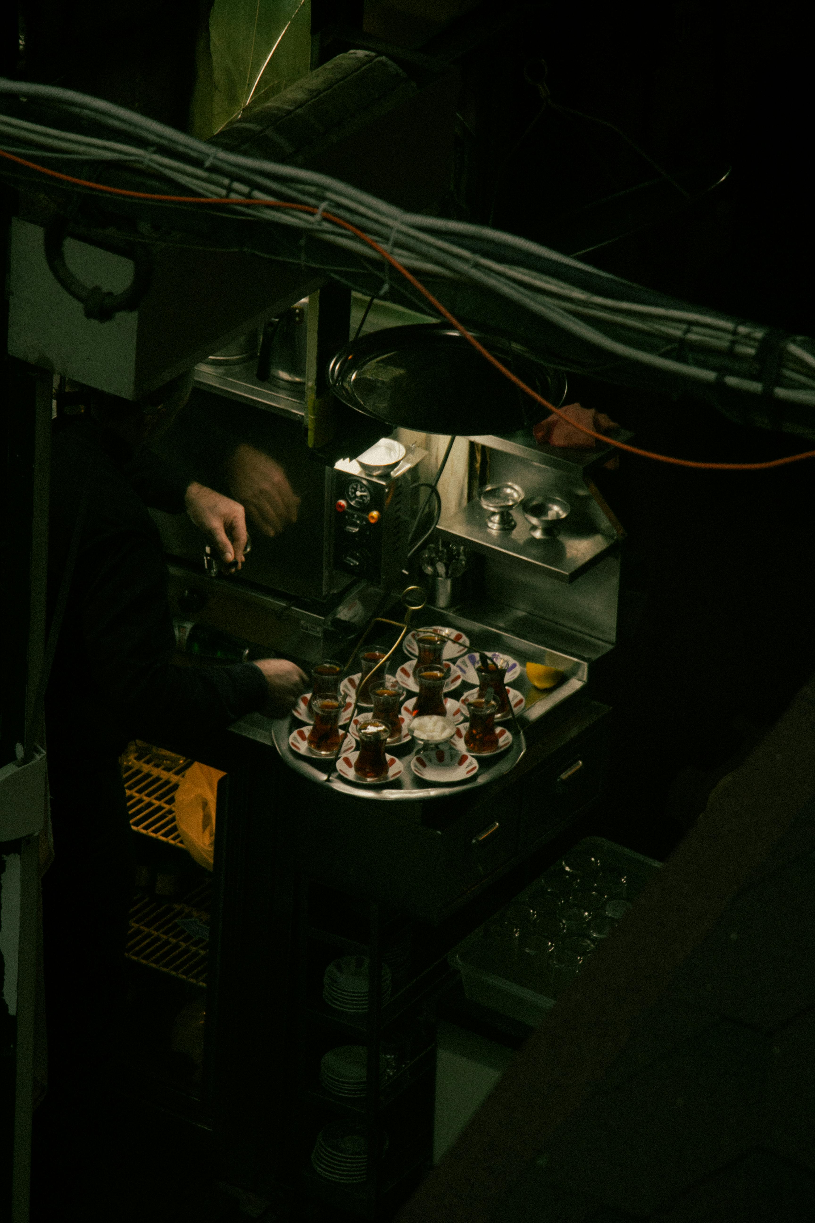 barista preparing espresso at coffee machine