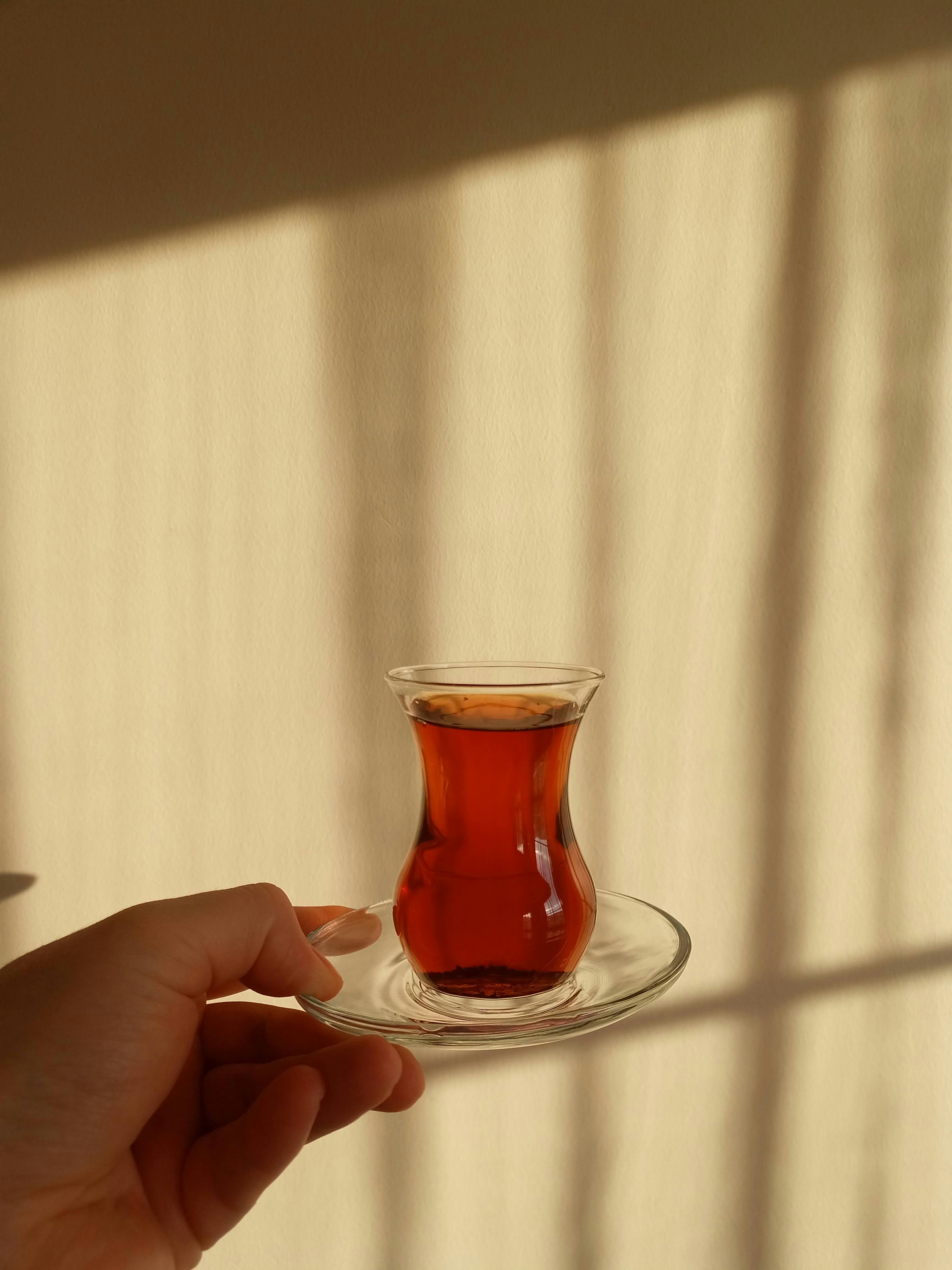 close up of turkish tea in sunlit setting