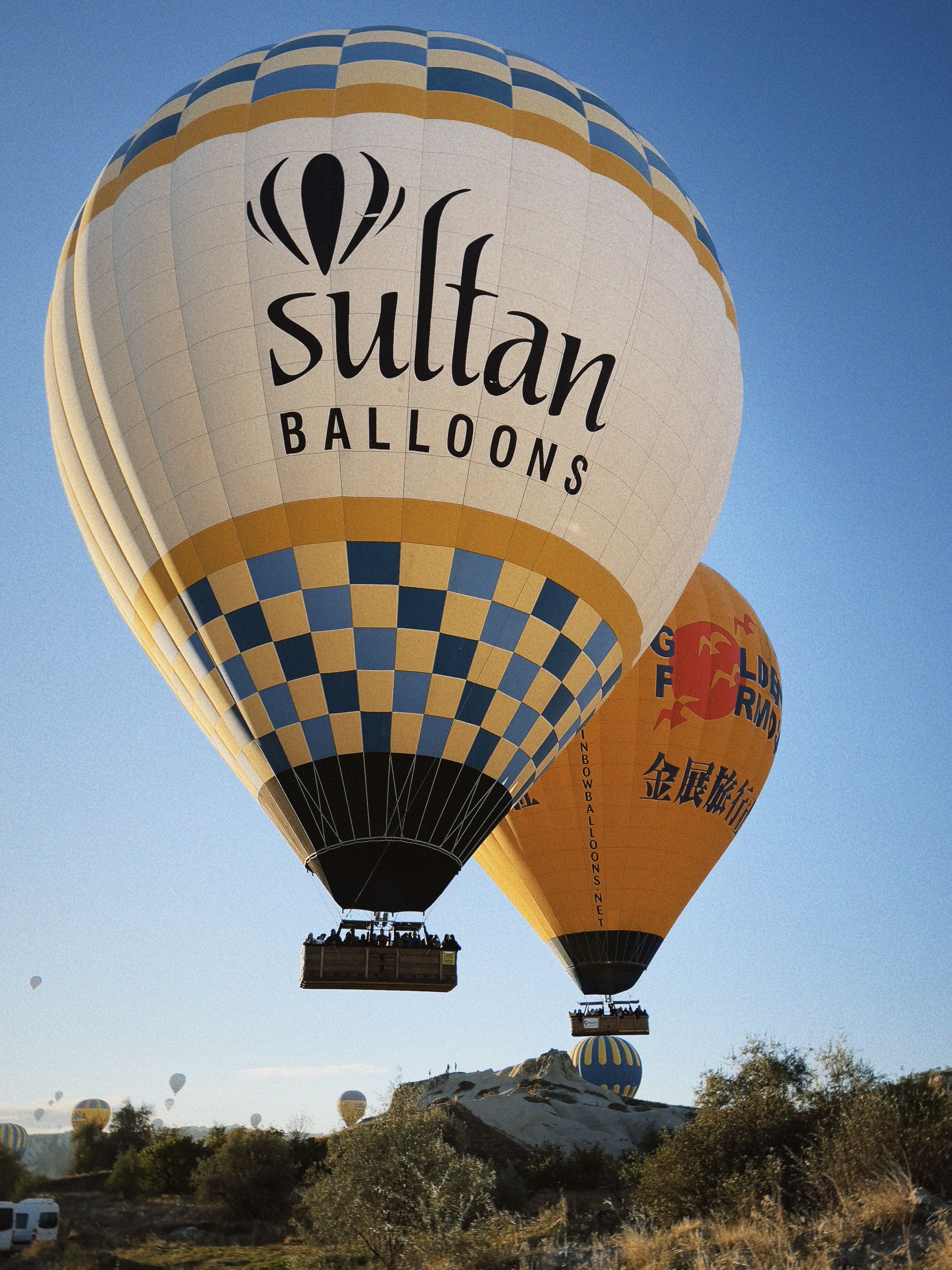 Hot Air Balloons Floating in Clear Blue Sky · Free Stock Photo