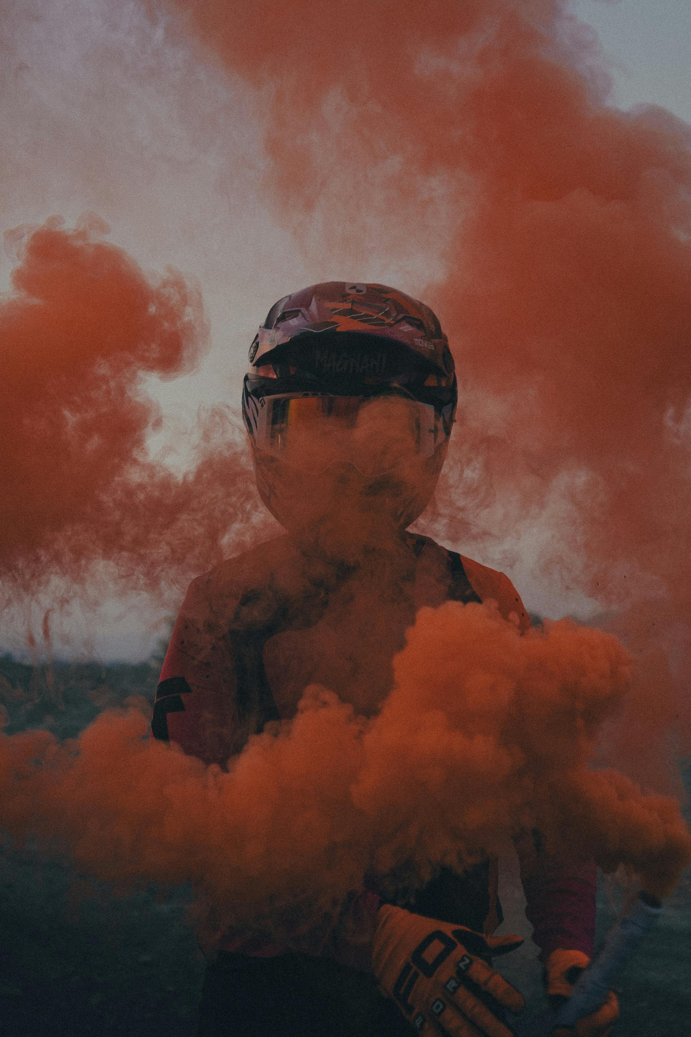 motocross rider with vibrant smoke in ravenna