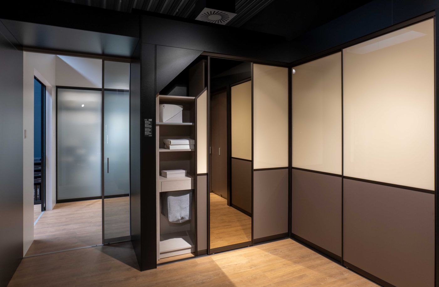 Modern interior with glazed panels and clean lines