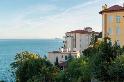 Charming coastal view with Mediterranean architecture by the Adriatic Sea in Croatia.