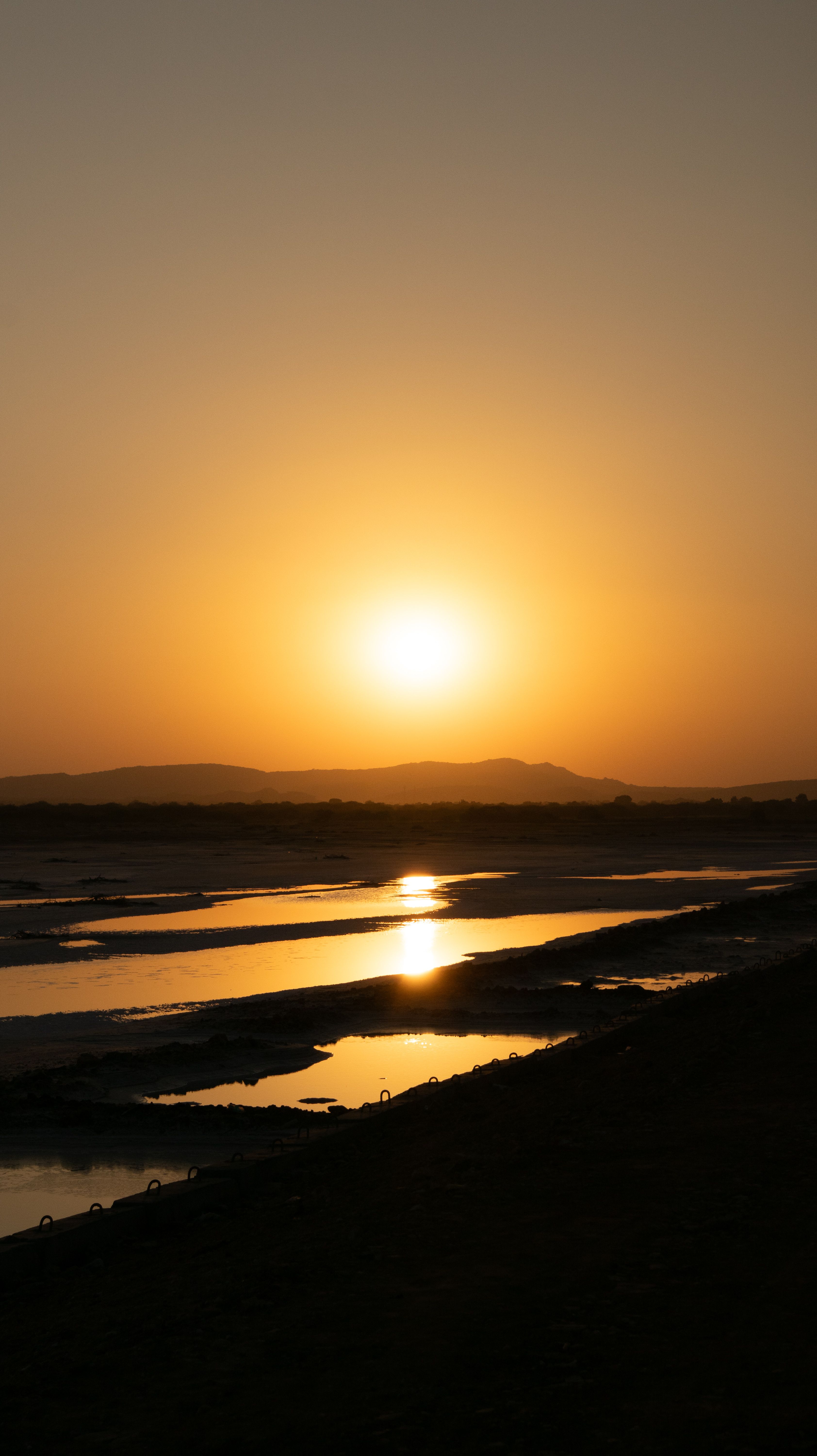 Serene Sunset Over Tranquil Water Landscape · Free Stock Photo