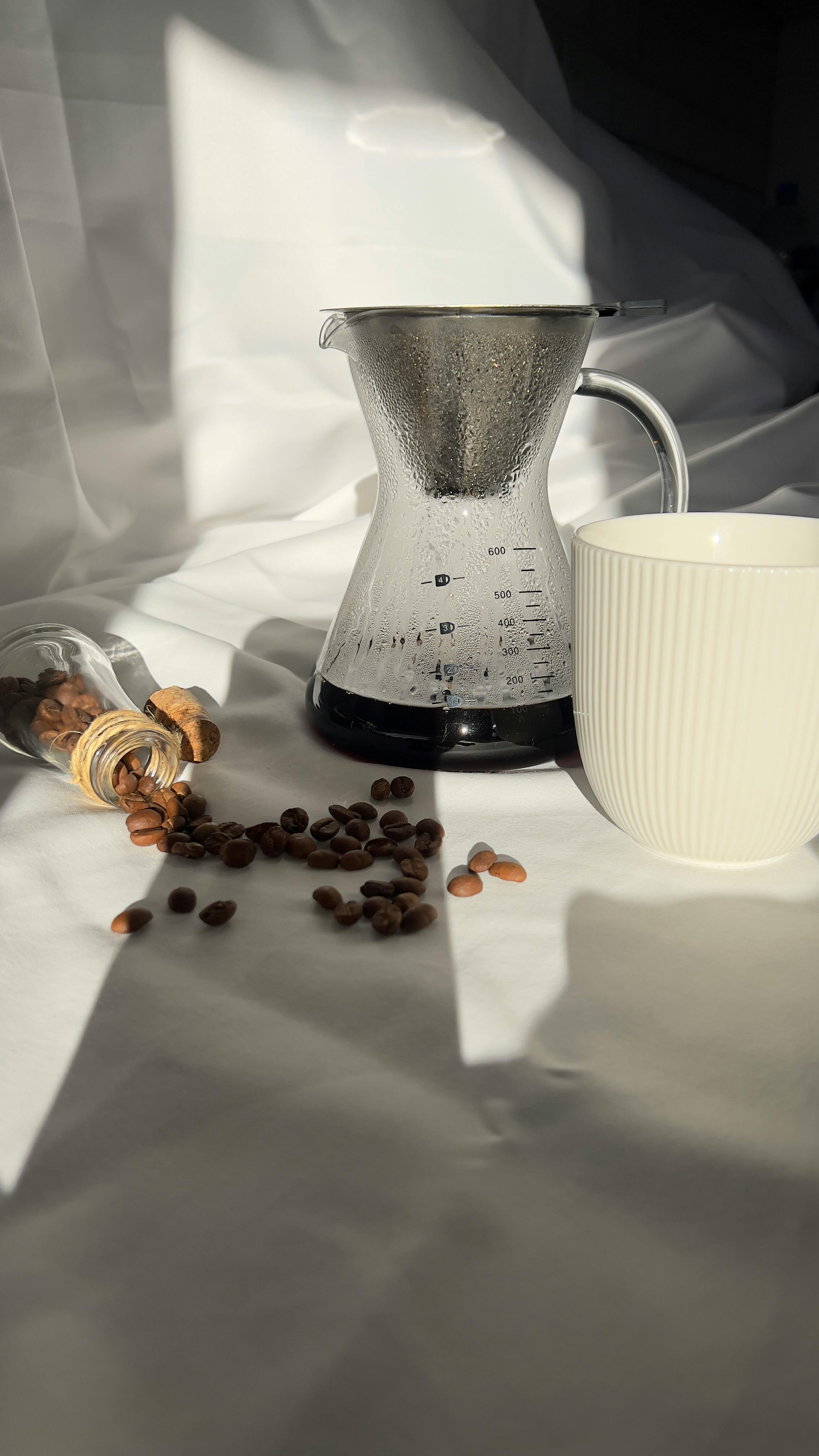 elegant coffee setup with glass brewer