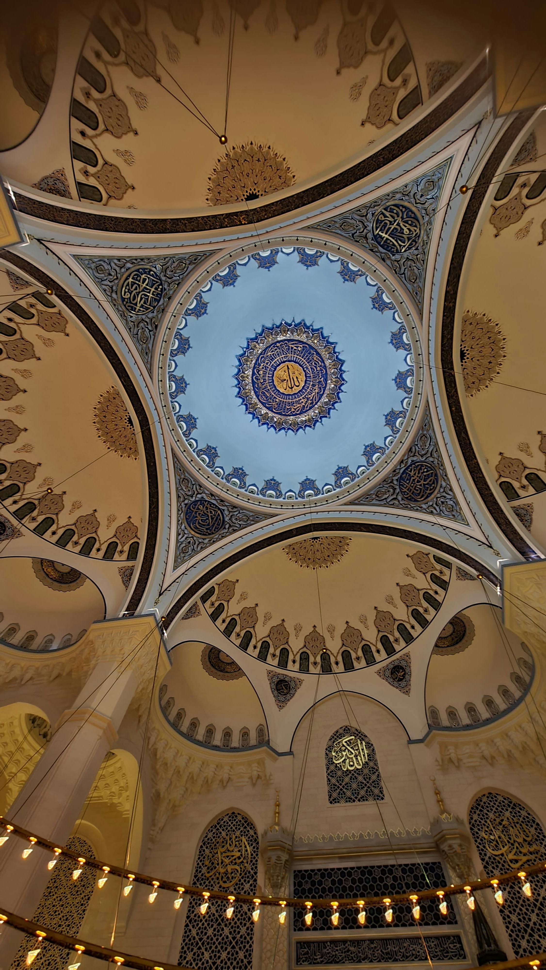 intricate interior of istanbul mosque dome