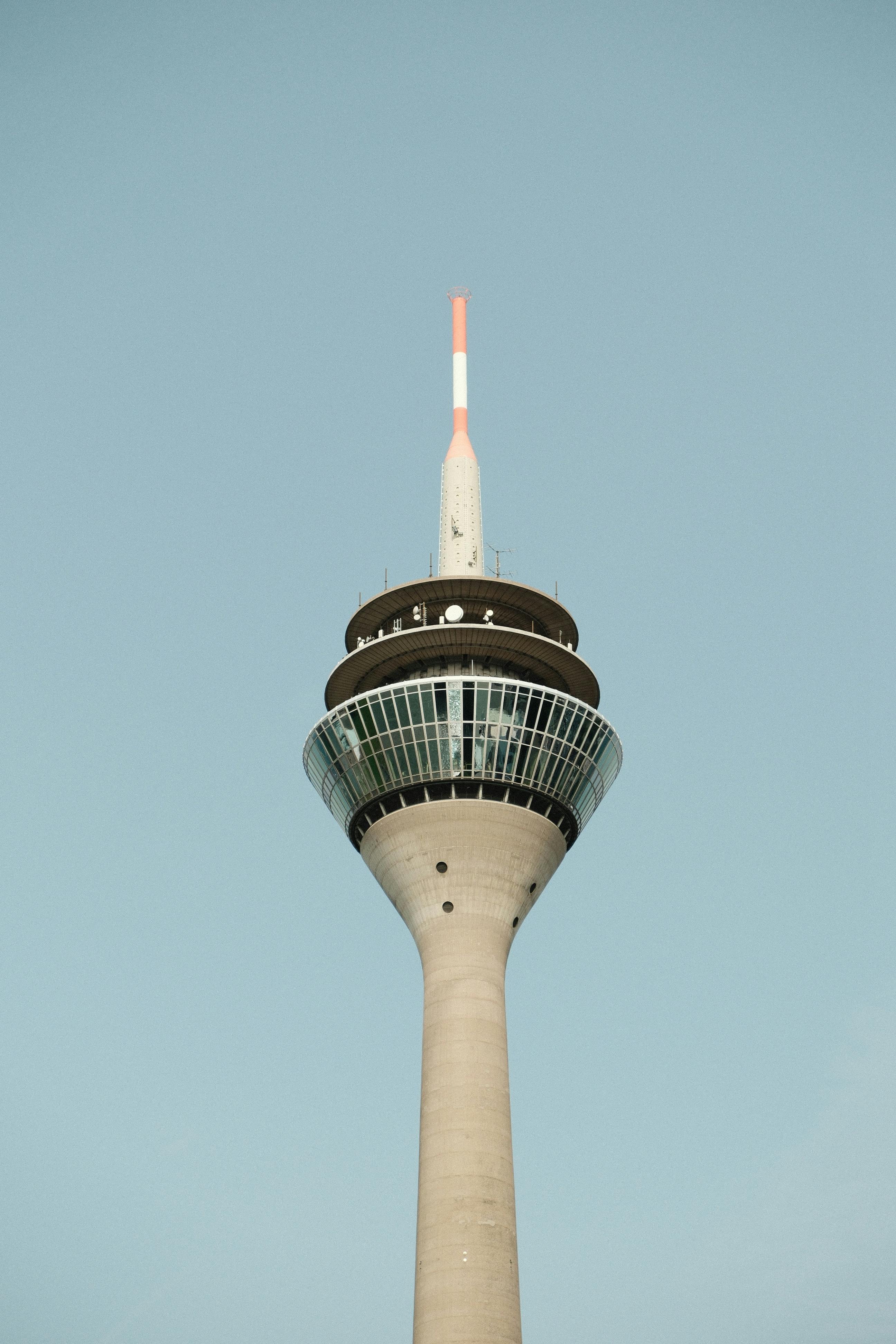 rheinturm dusseldorf against clear sky