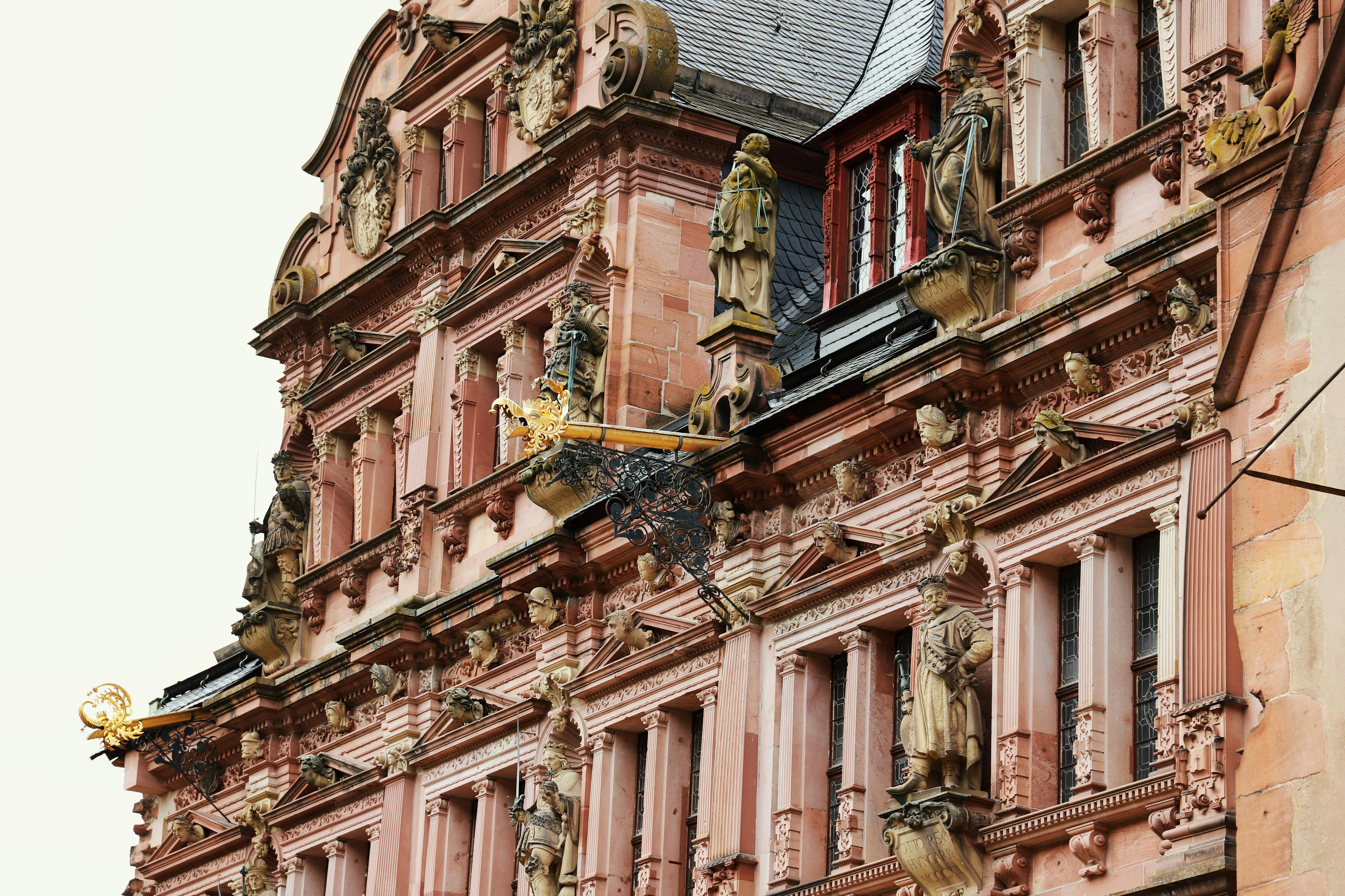 ornate facade of heidelberg castle in germany