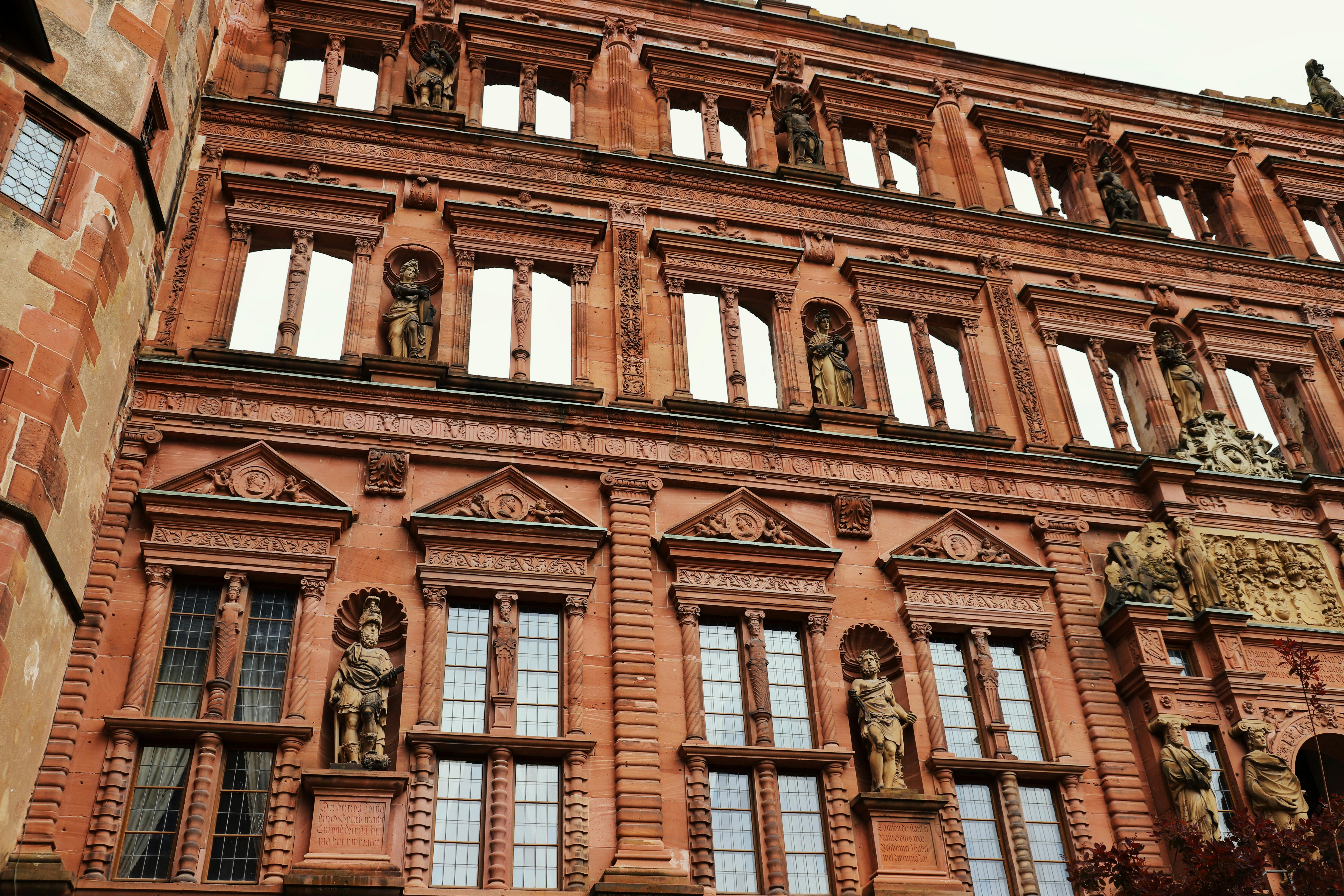 historic heidelberg castle facade close up