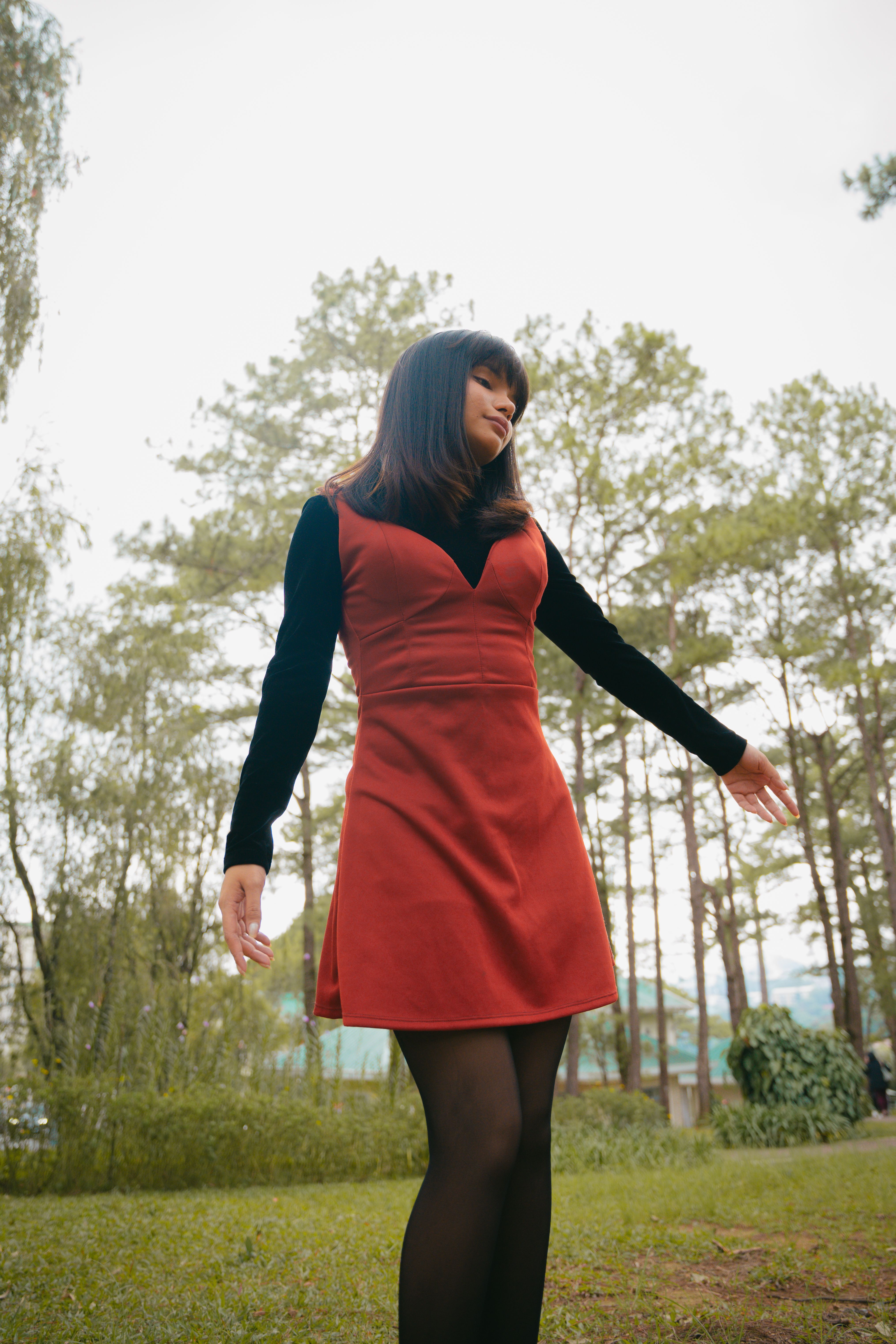 Young Woman in Red Dress Outdoors in Nature · Free Stock Photo