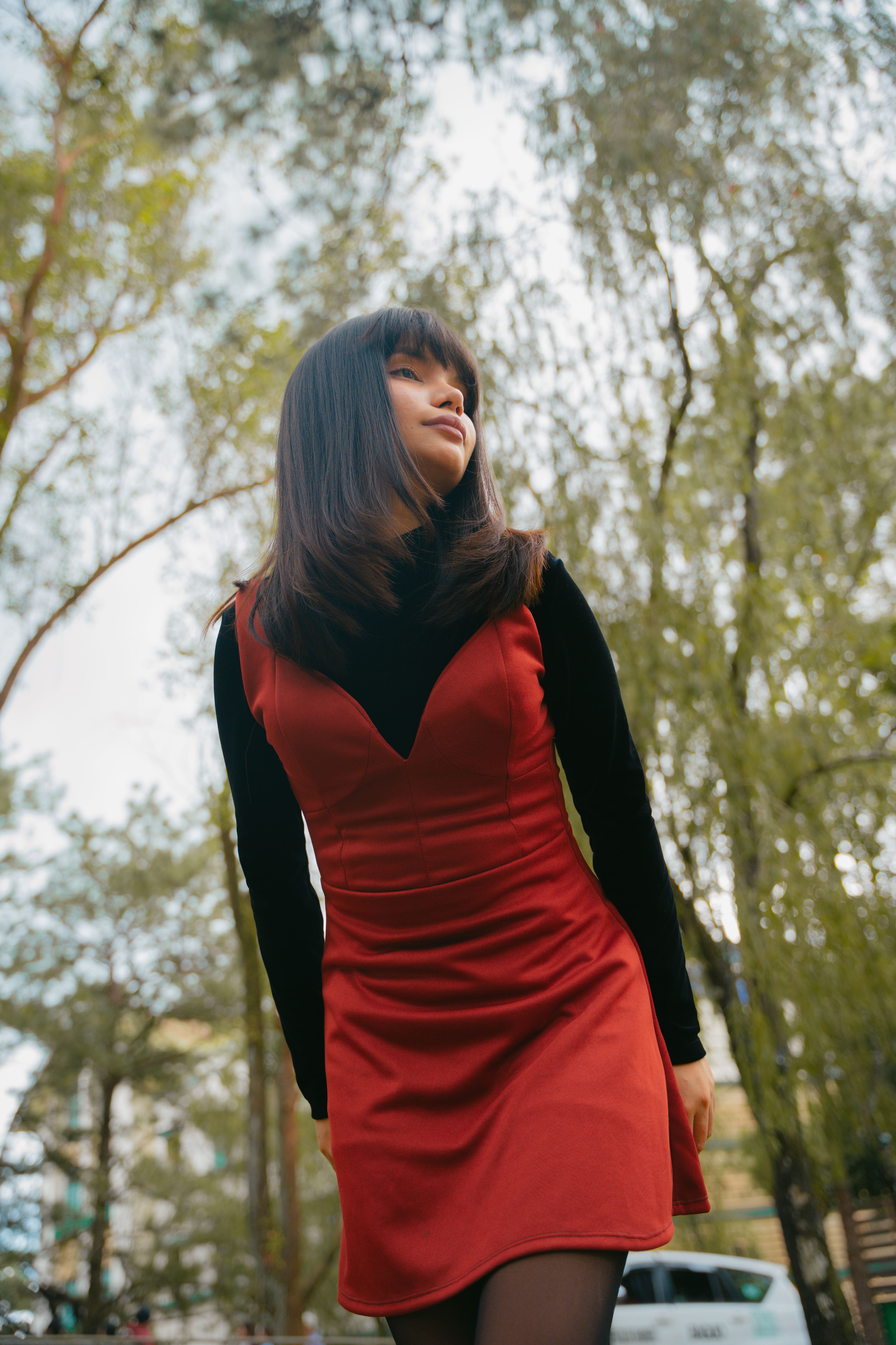 Young Woman in Red Dress Amidst Nature · Free Stock Photo