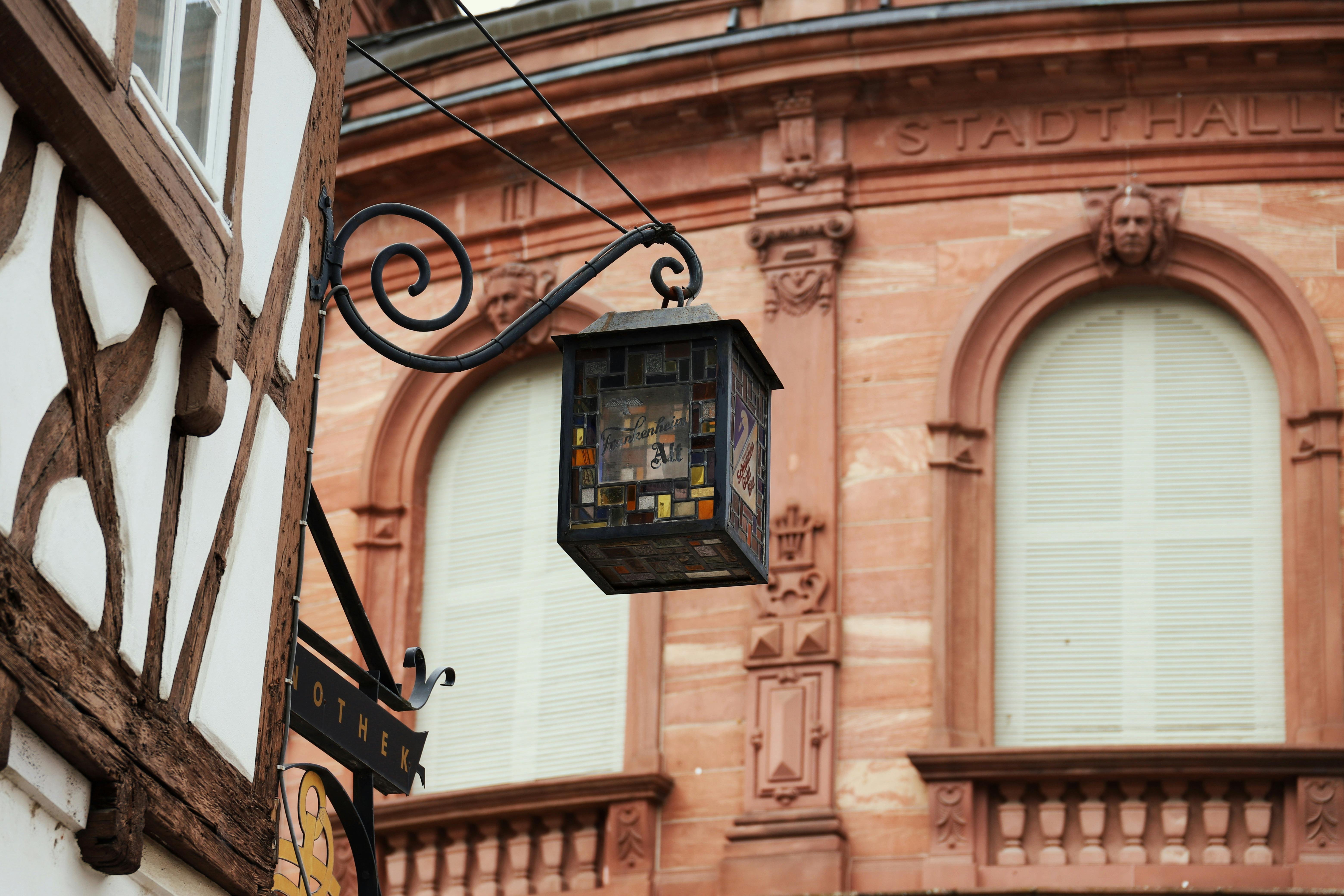 historic street lantern in heidelberg germany