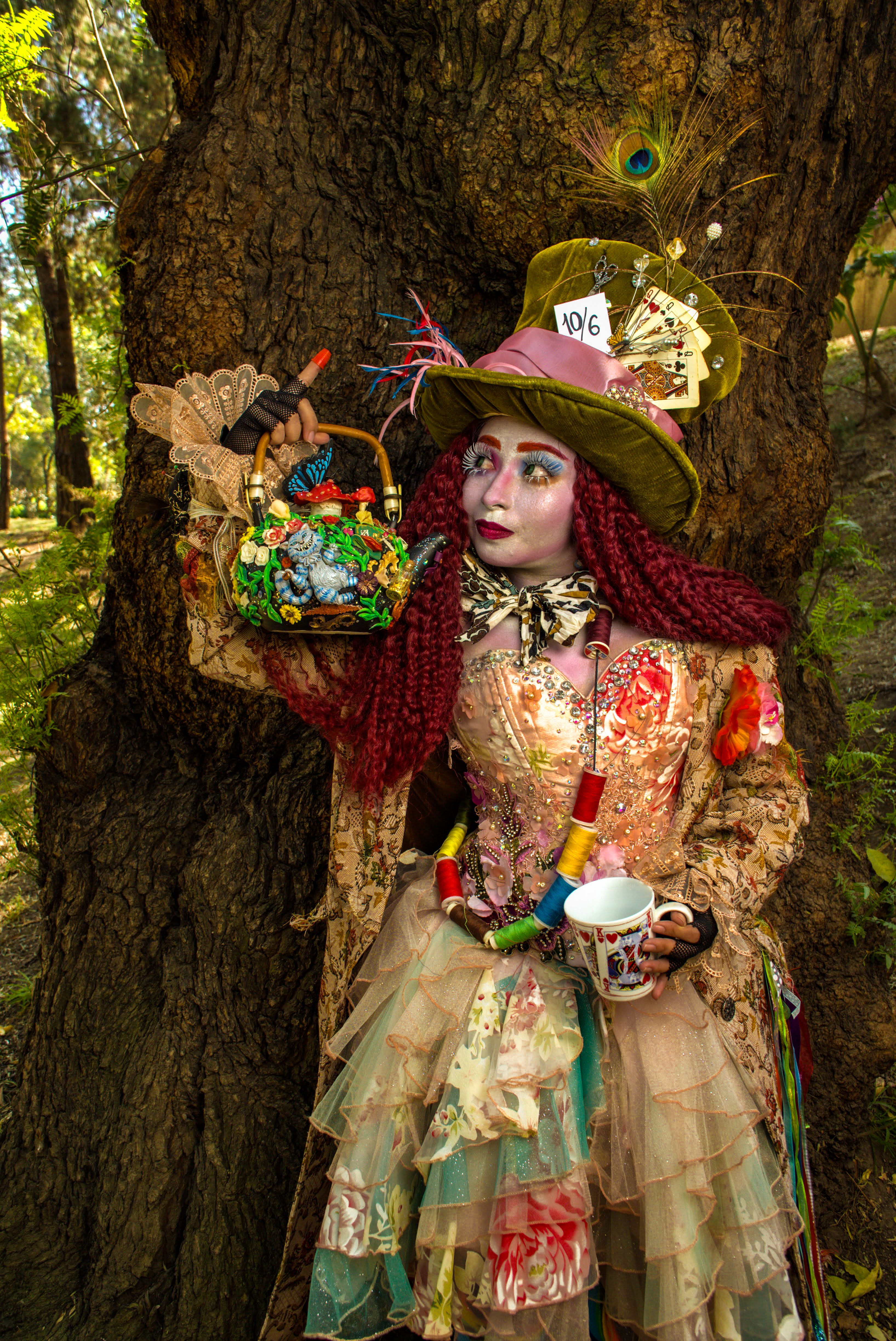 Whimsical Tea Party Costume in Forest Setting · Free Stock Photo