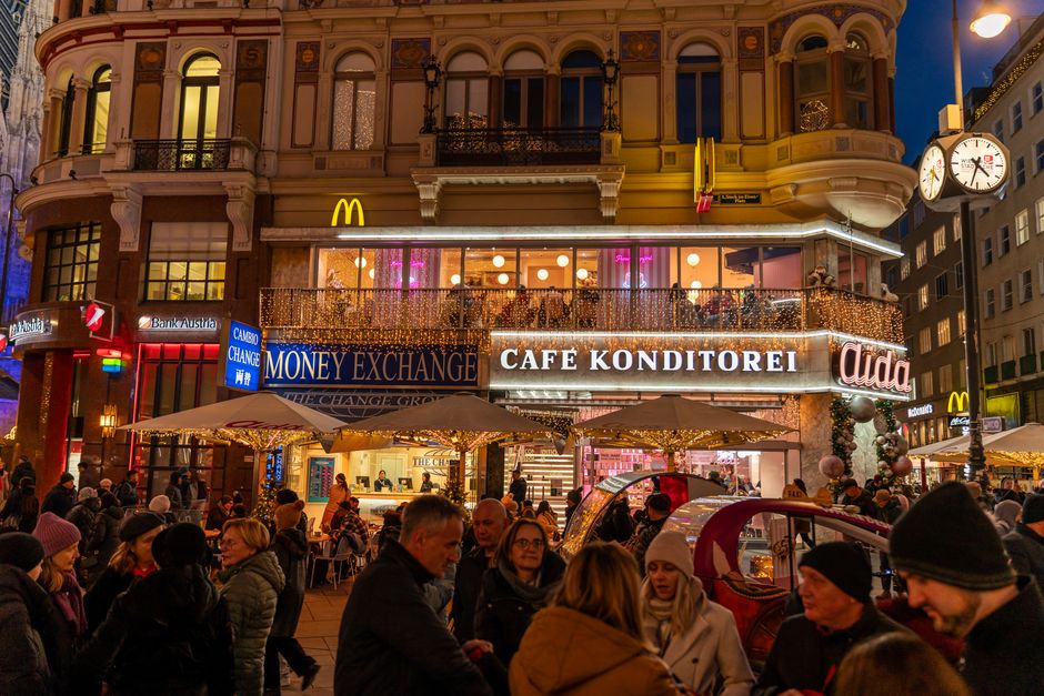 A traditional Würstelstand in Vienna, Austria, with Käsekrainer sausages