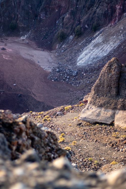 Free Dramatic aerial view of rocky and barren terrain of Rinjani in Indonesia, showcasing natural formations. Stock Photo