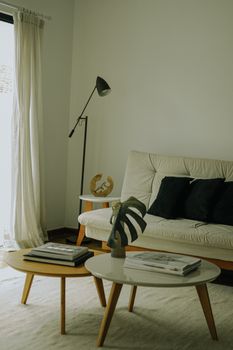 Cozy and minimalist Scandinavian living room with modern furnishings and natural light.. pexels, cozy, minimalist