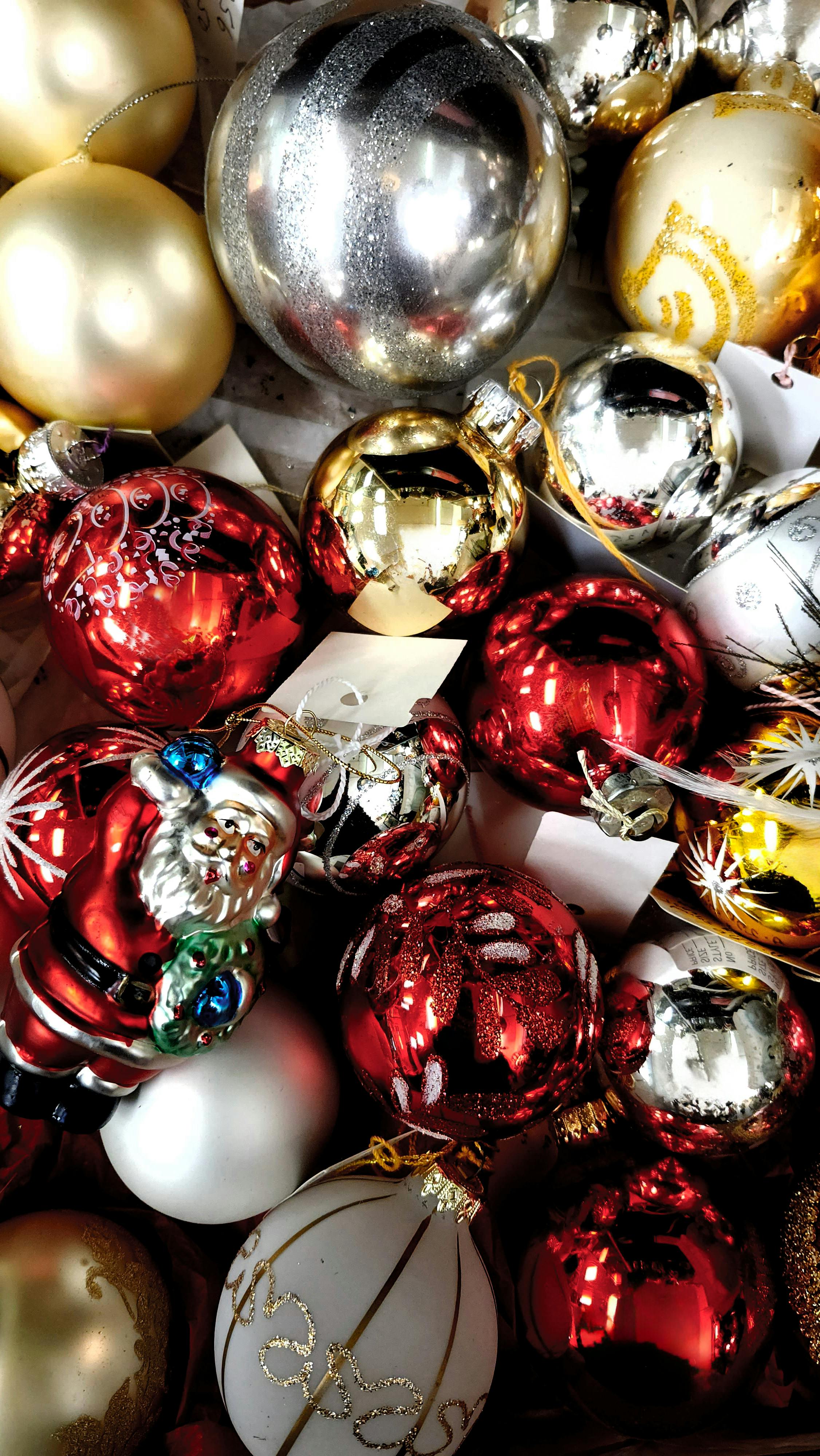 festive christmas ornaments and decorations