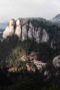 Explore the breathtaking landscapes of Semmering in Austria with this scenic train journey through the mountains.