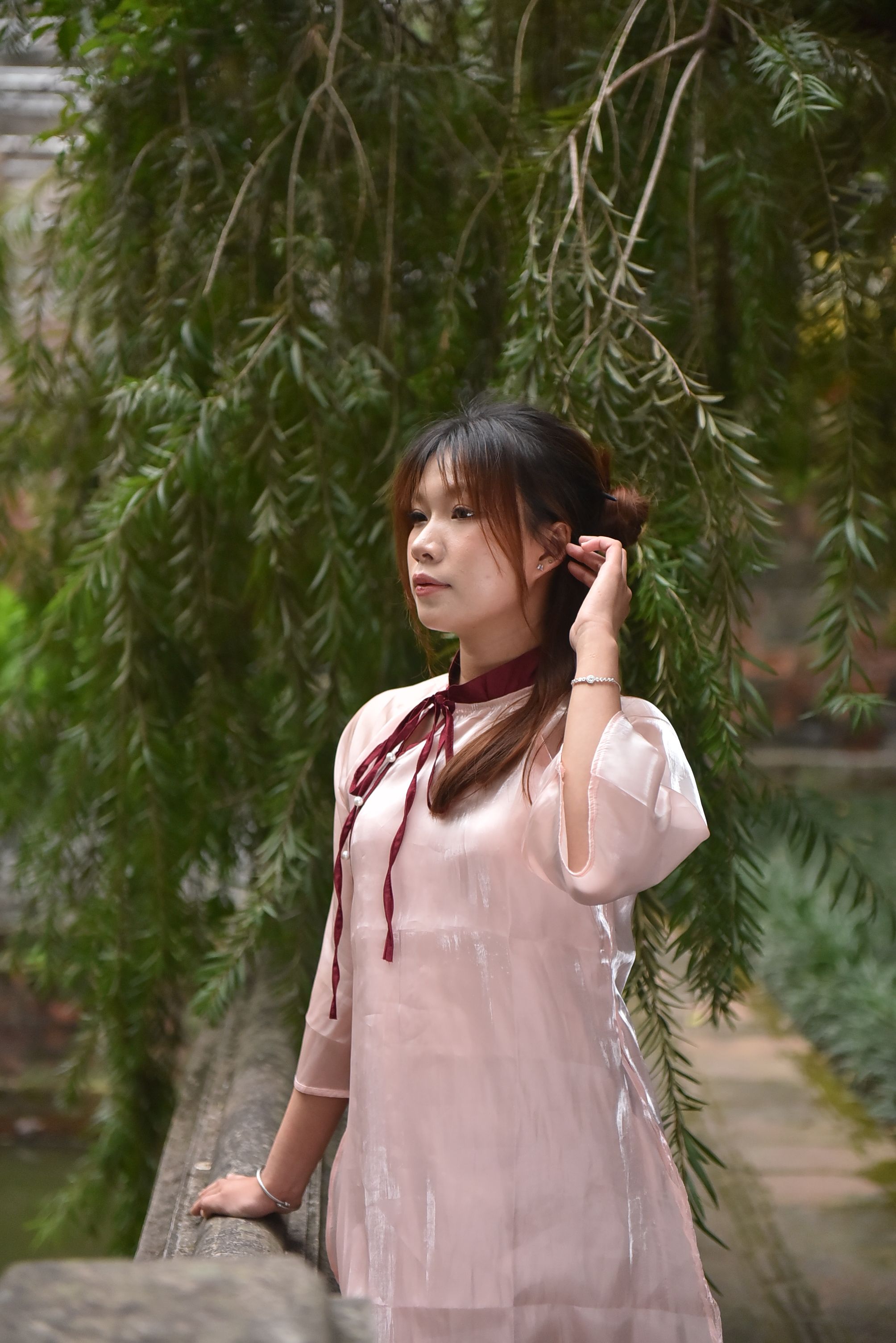 Young Woman in Pink Traditional Dress Outdoors · Free Stock Photo