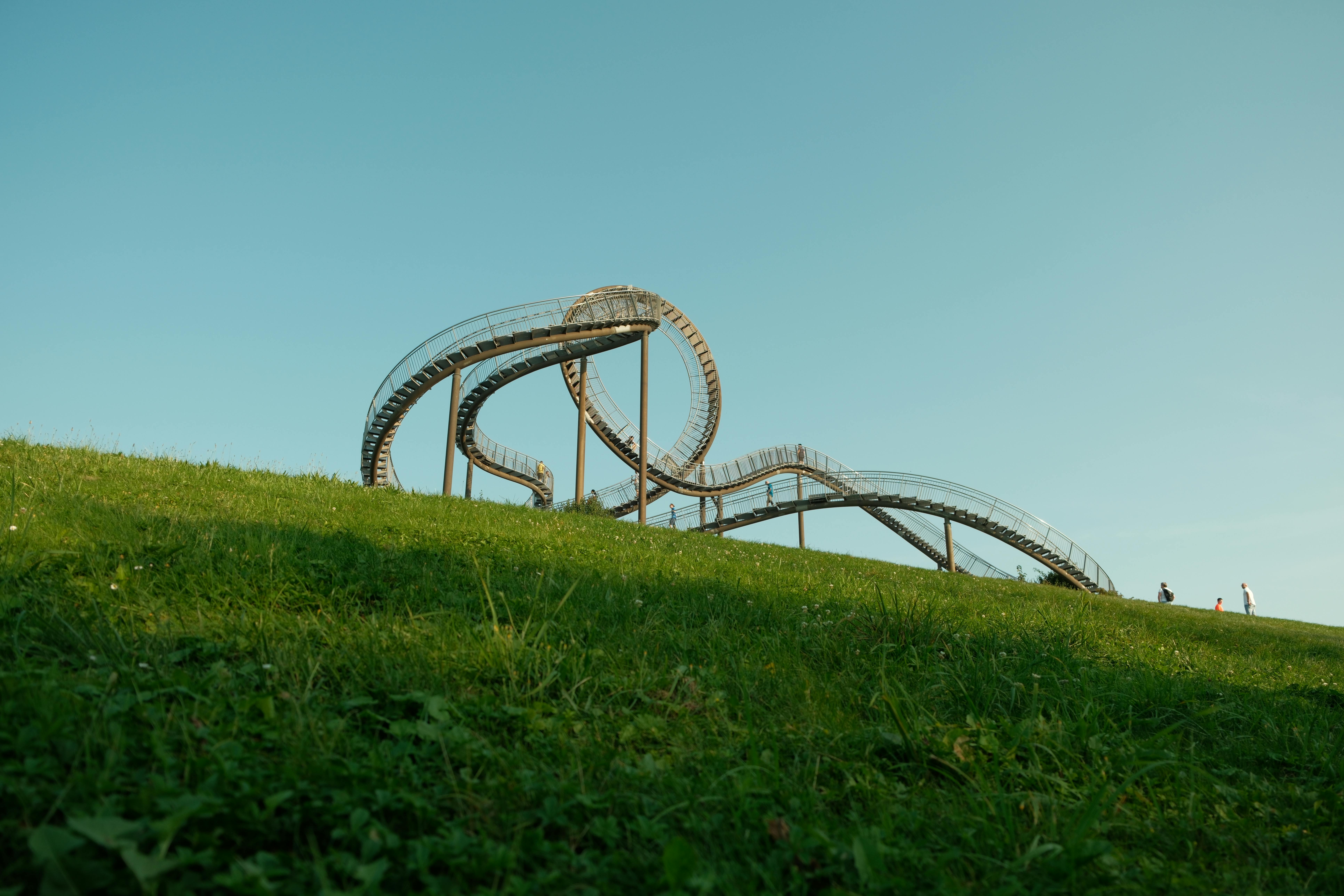 modern art structure against blue sky in duisburg