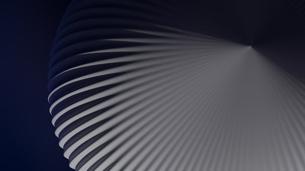 Dynamic 3D render of a geometric abstract pattern with curved lines and depth.