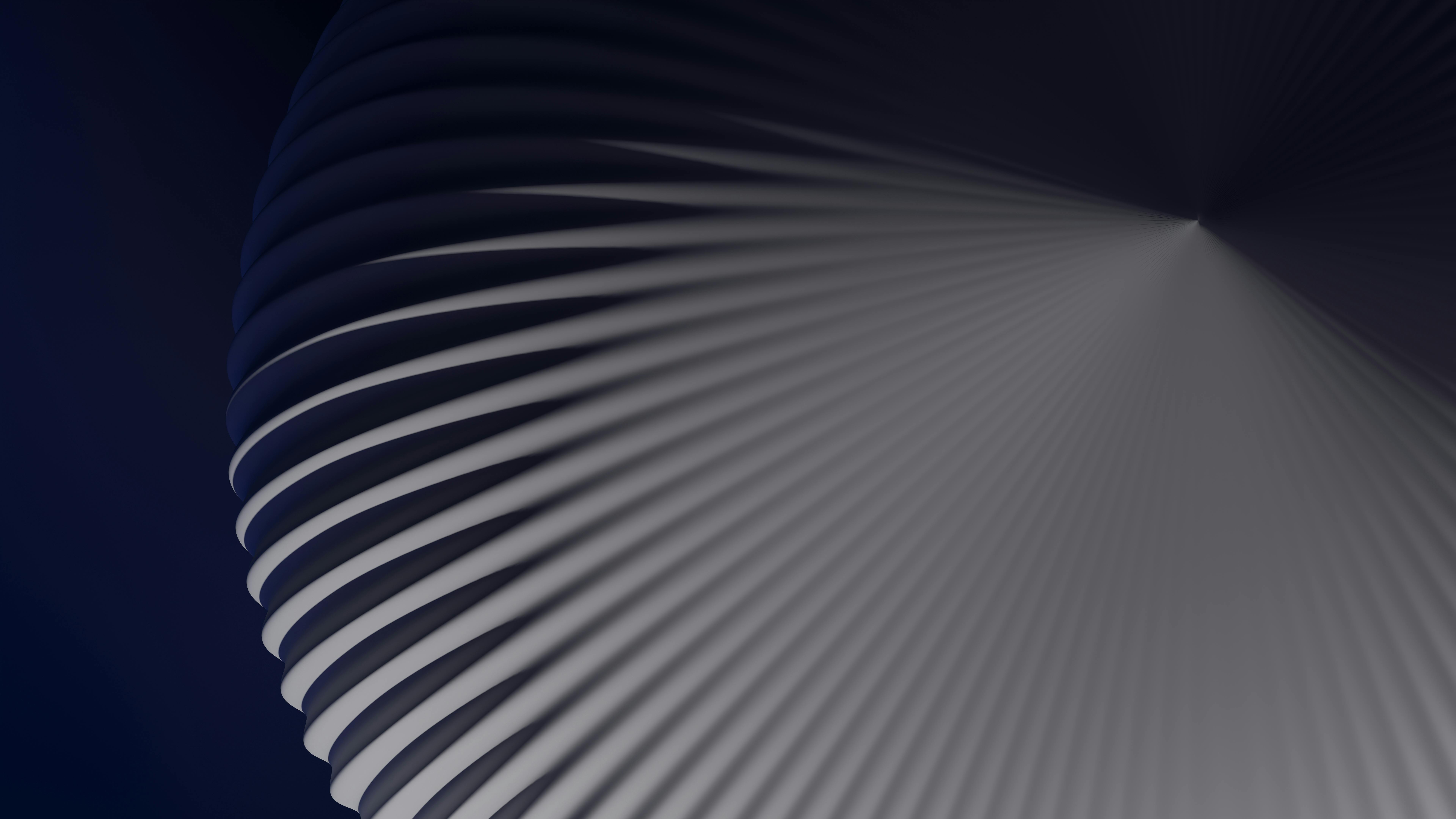 Kostnadsfria Dynamisk 3D-rendering av ett geometriskt abstrakt mönster med böjda linjer och djup. Stock foto