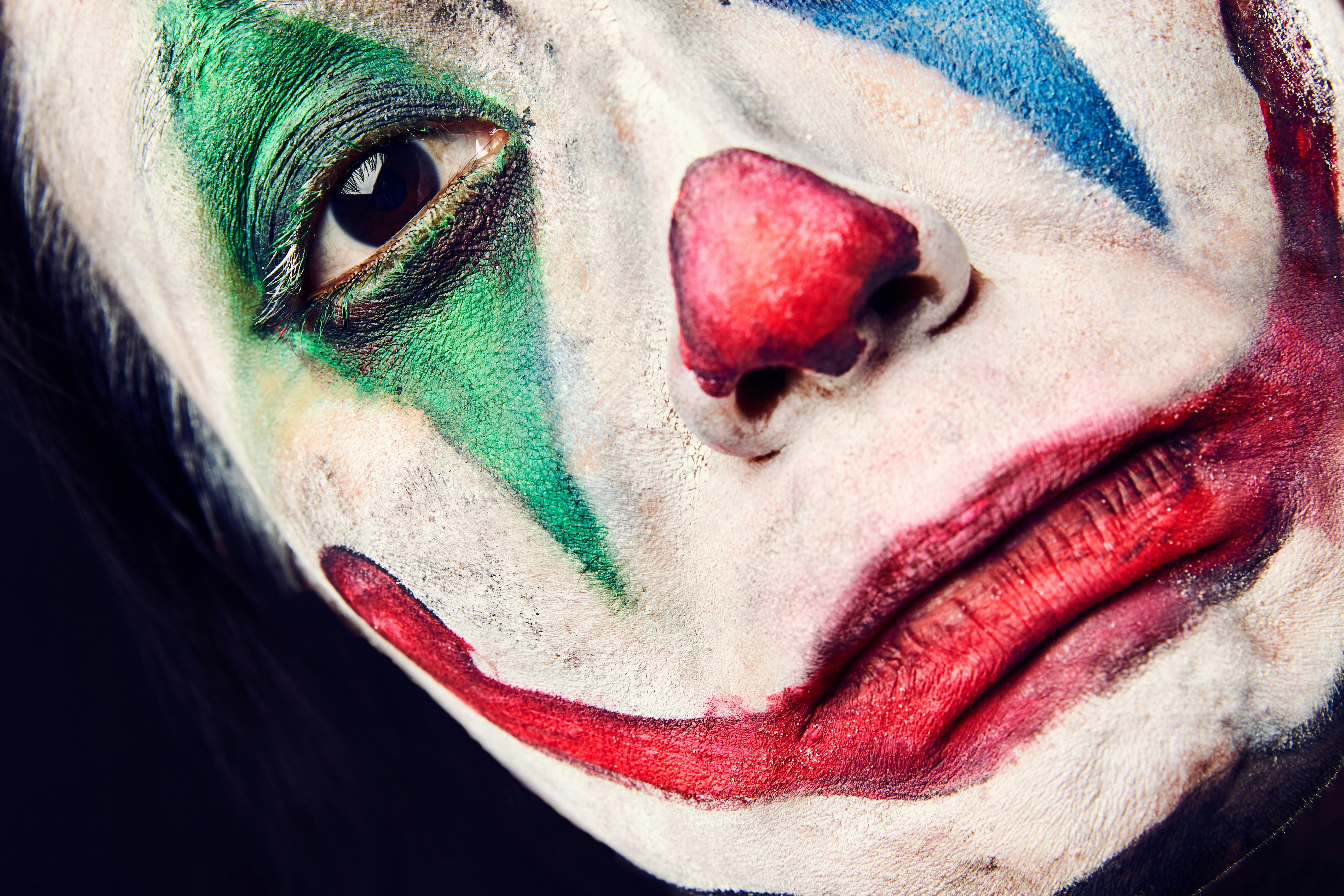 Clown Halloween Man Portrait Closeup Of An Evil Clowns Face White Face  Makeup Stock Photo - Download Image Now - iStock