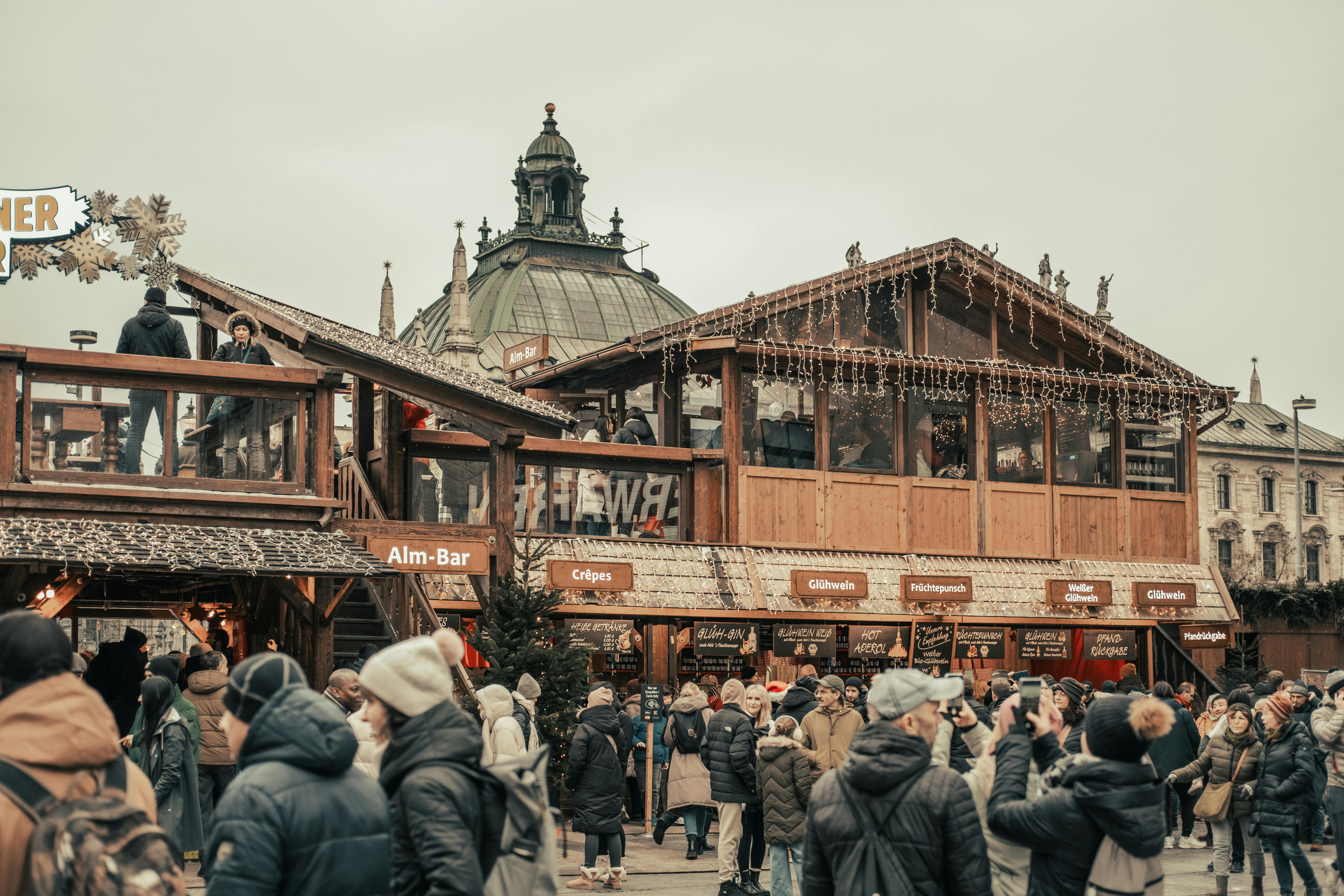 bustling munich christmas market scene