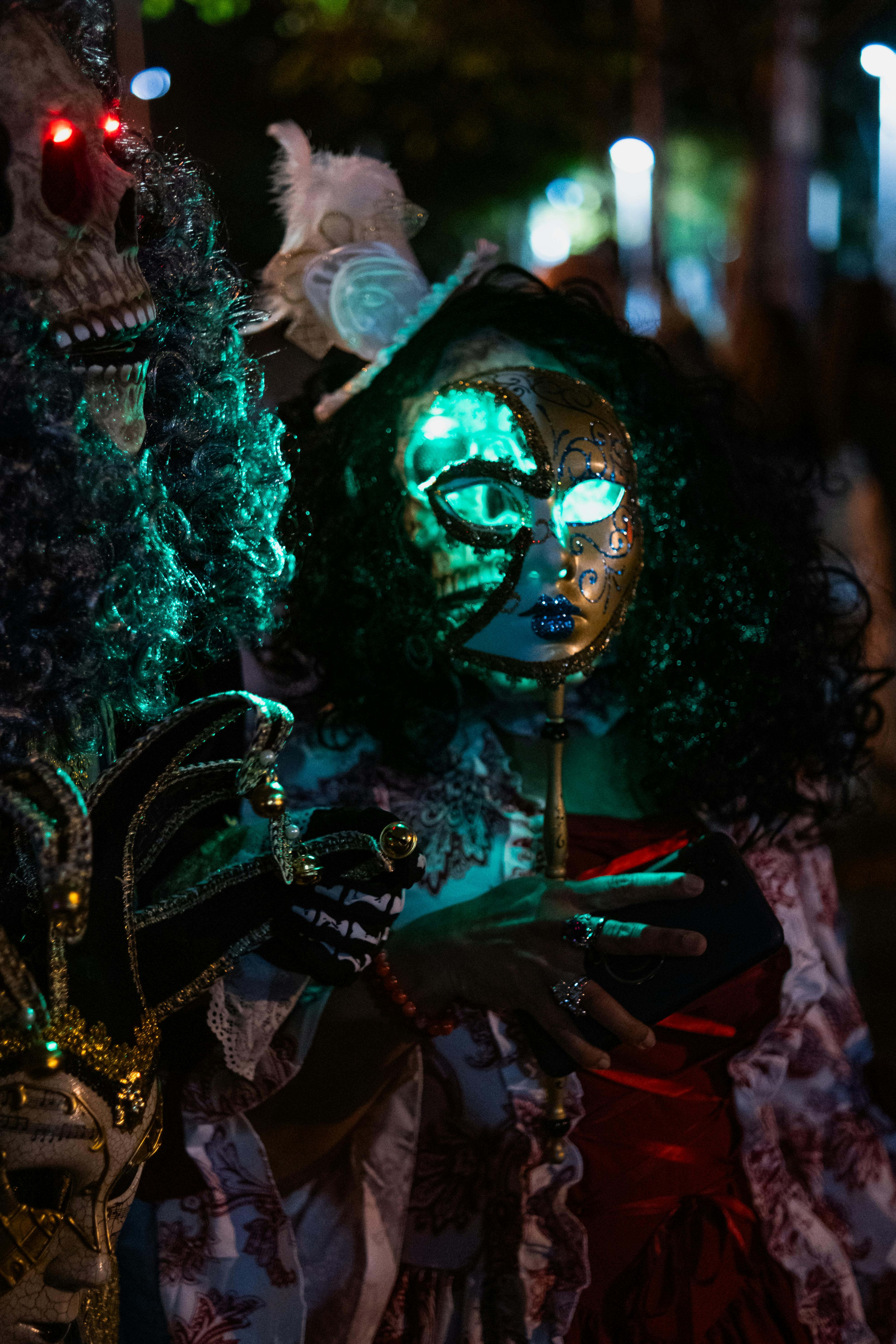 Captivating Halloween masquerade scene featuring ornate masks and costumes in Toronto.